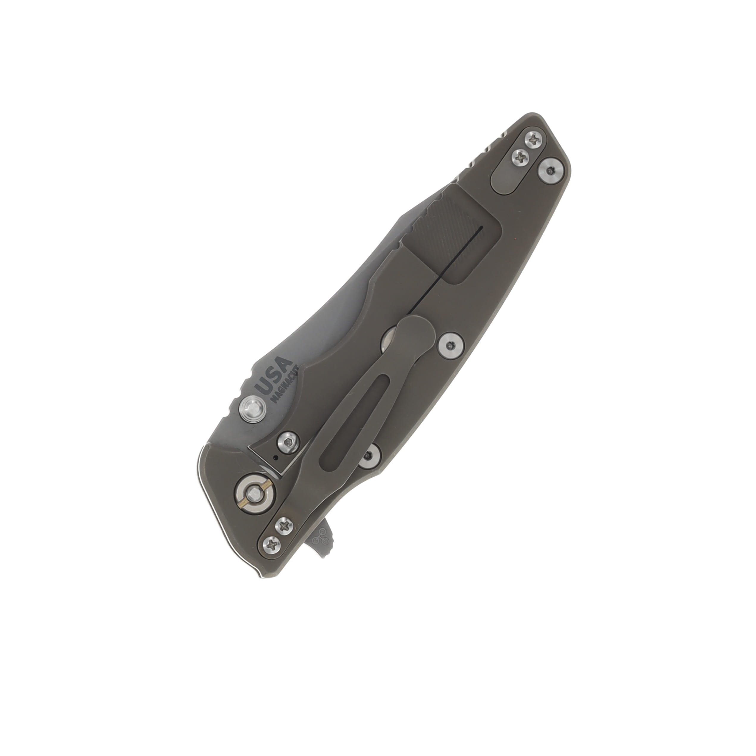 Hinderer 3.5 Eklipse Skinny Slicer Translucent Green – Battle Bronze 3.5in Plain Working Slicer KEK35SKSLHOTWBBZTG View 4