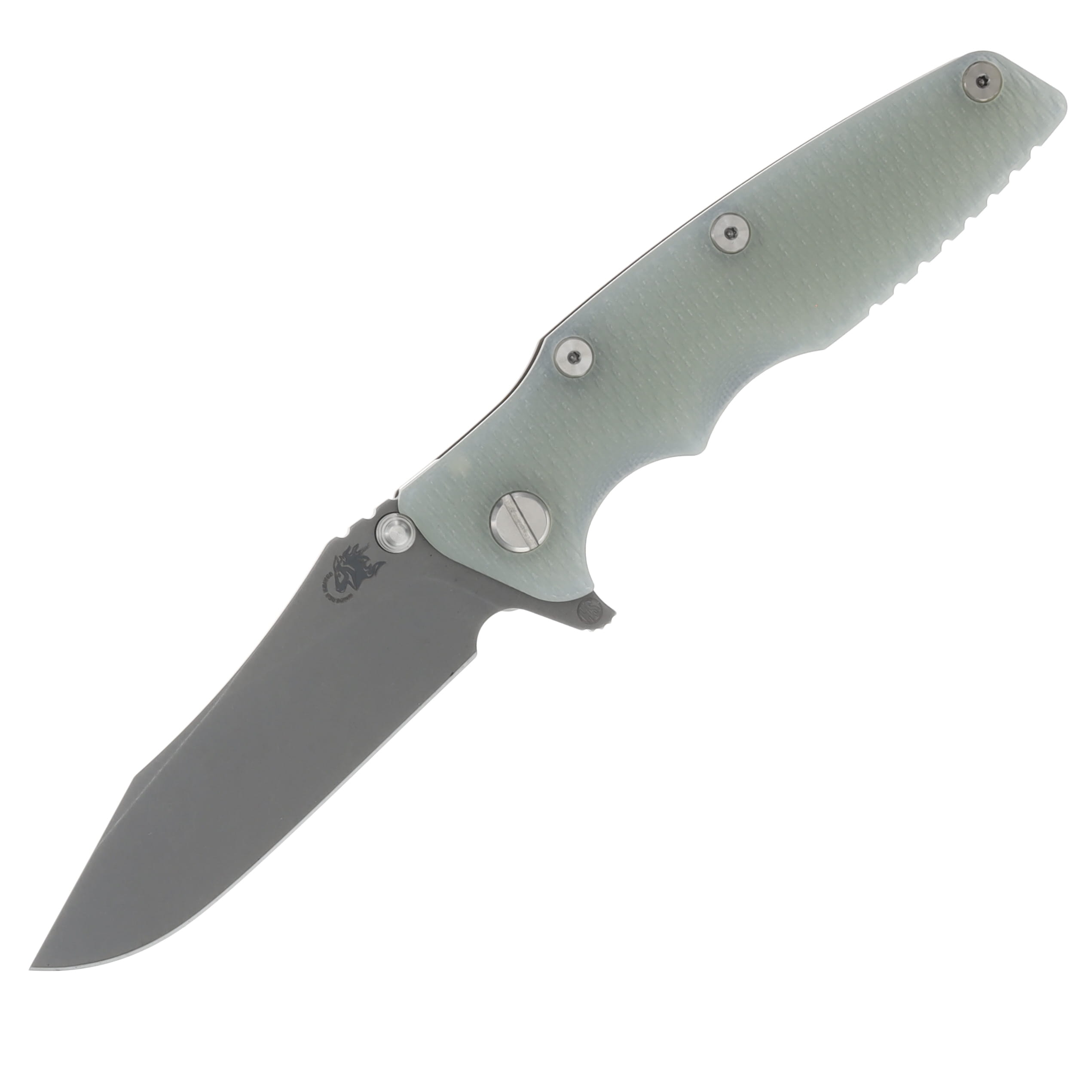 Hinderer 3.5 Eklipse Skinny Slicer Translucent Green – Battle Bronze 3.5in Plain Working Slicer KEK35SKSLHOTWBBZTG View 1