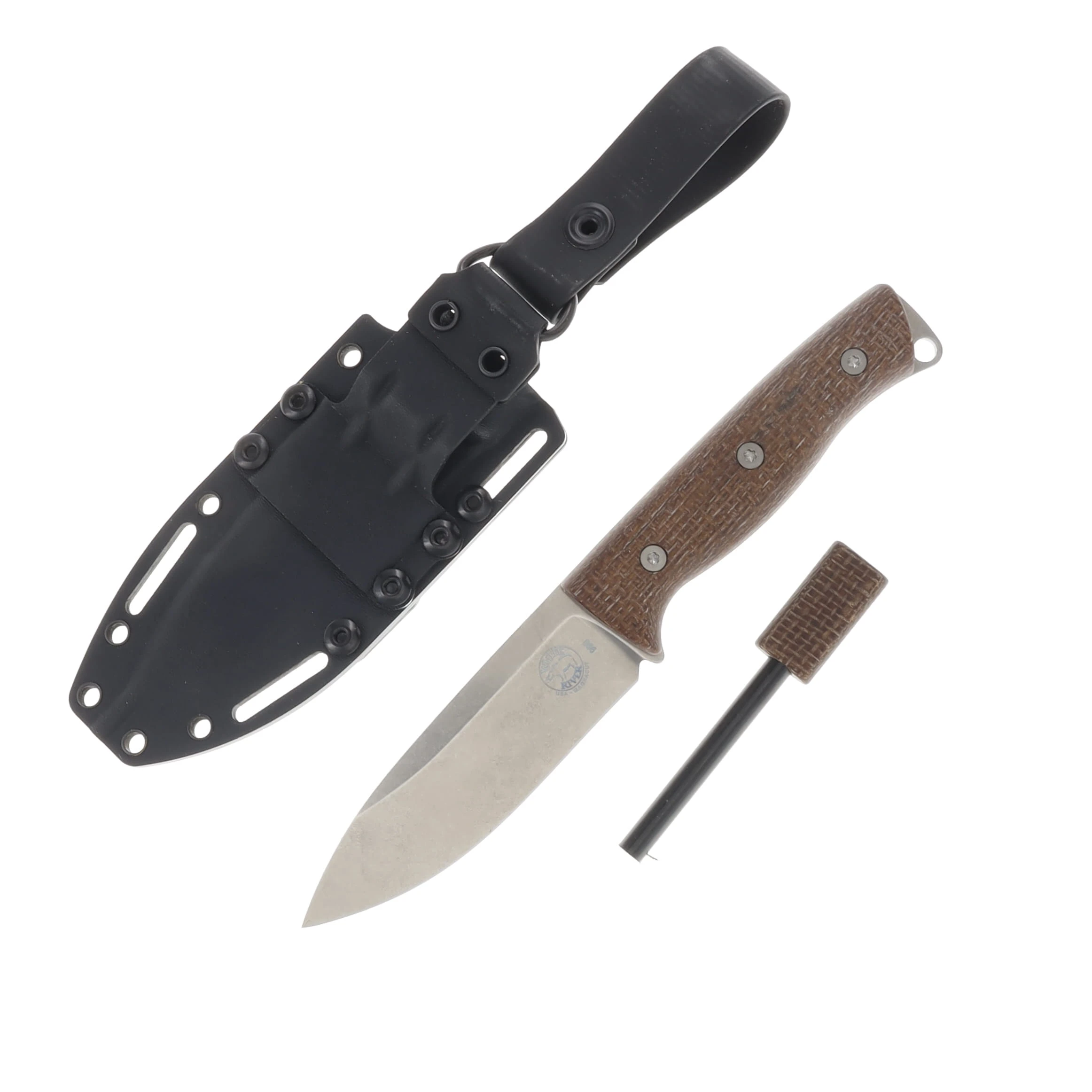 White River Ursus Fixed Blade 4.5 Inch Stonewashed Drop Point Natural Burlap Micarta Handle WRUR45-BNA-MAG View 1