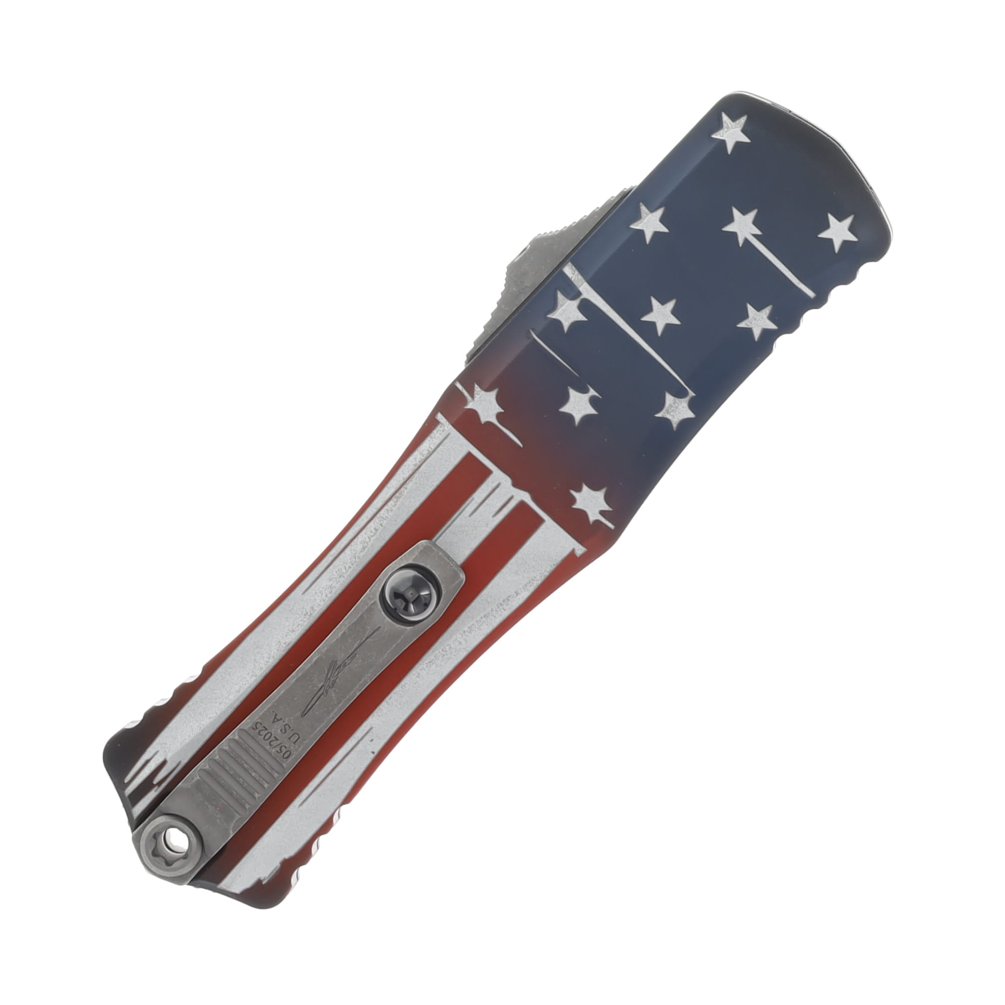 Microtech Hera II OTF Automatic Knife Signature Series Apocalyptic Dagger/American Flag AUMT170210APFLAGS View 4