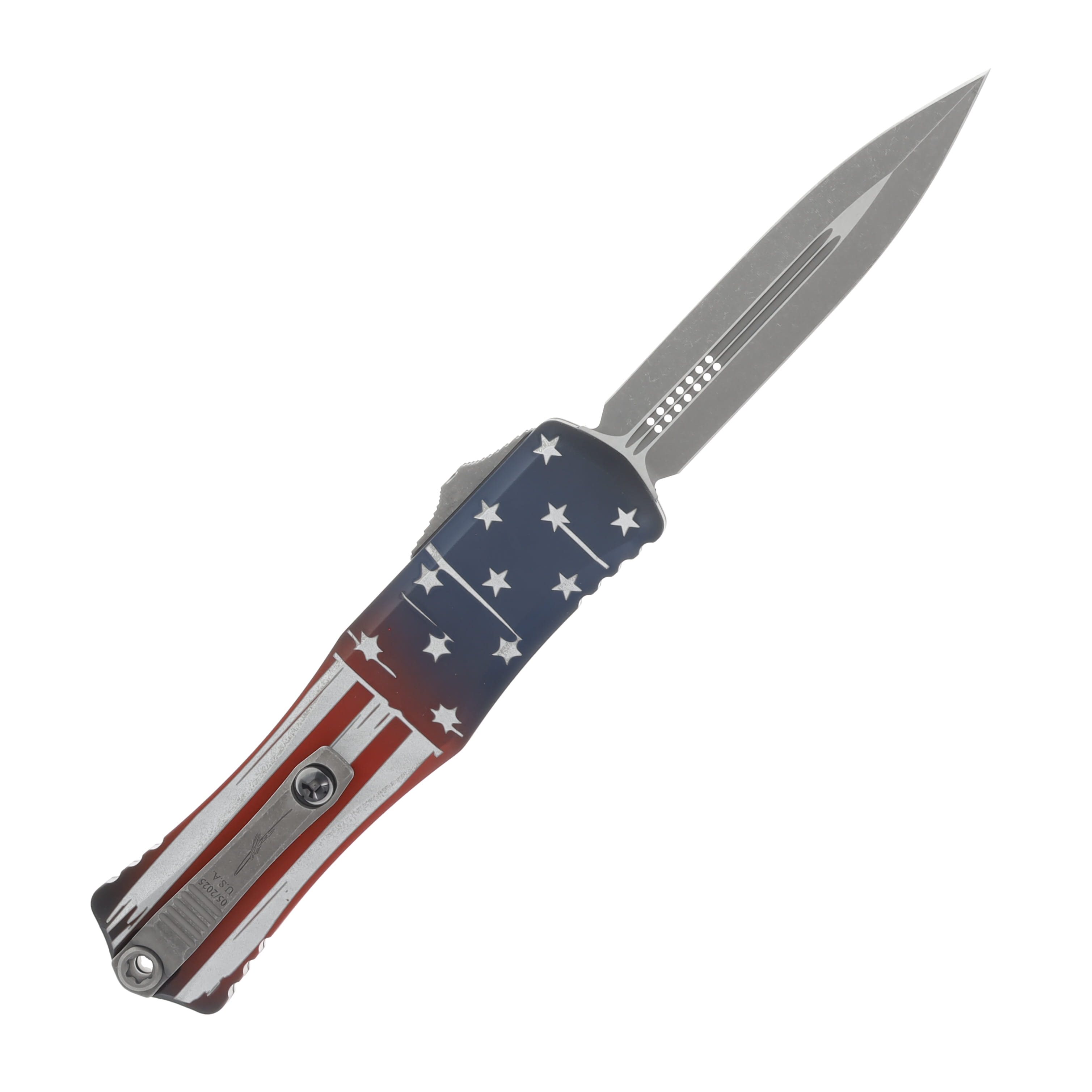 Microtech Hera II OTF Automatic Knife Signature Series Apocalyptic Dagger/American Flag AUMT170210APFLAGS View 2