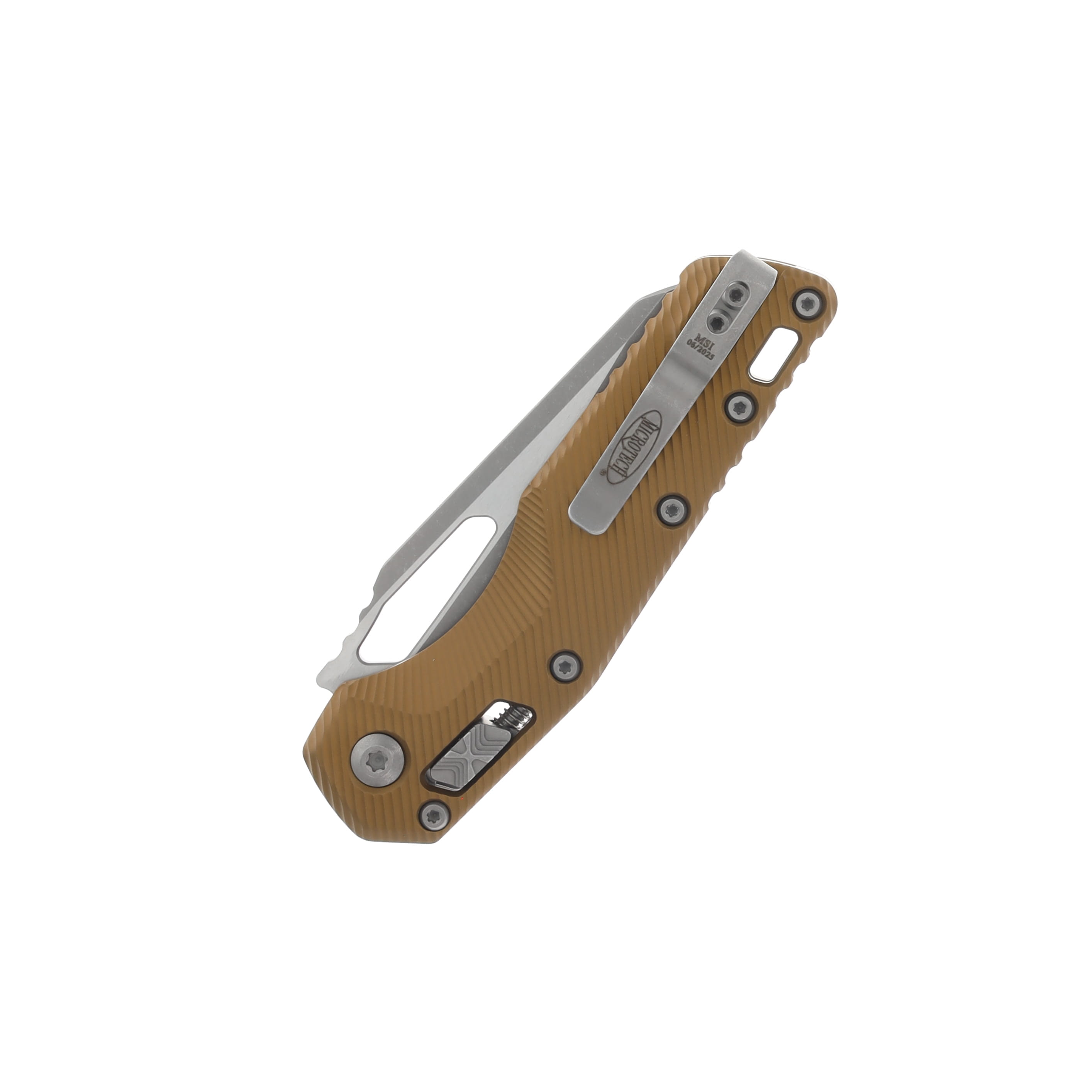 Microtech Knives MSI Folding Knife Fluted Tan Al 3.88in Apocalyptic Blade MT21010APFLTA View 4