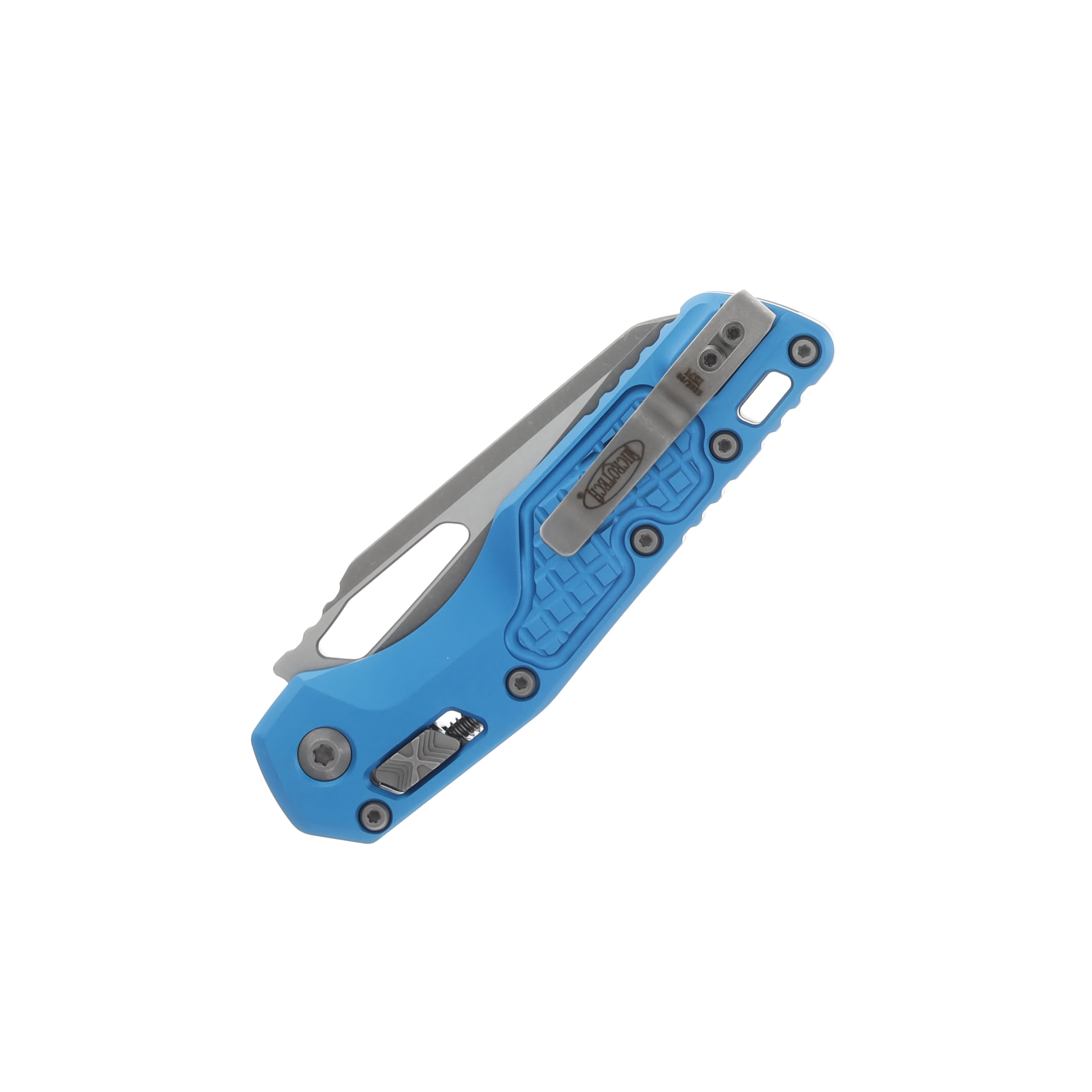 Microtech Knives MSI Folding Knife Frag Blue Al 3.88in Apocalyptic Blade MT21010APFRBL View 4