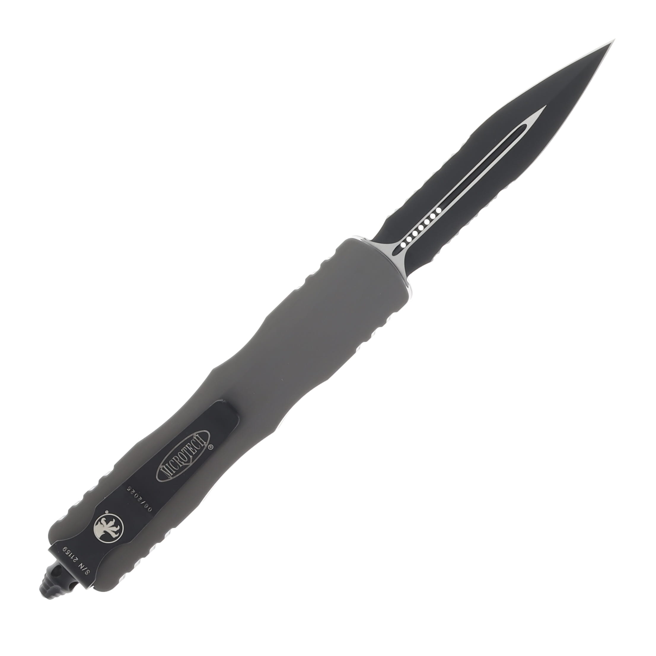 Microtech Knives Dirac D/E OTF Auto Natural Al 2.88in PS Black Dagger AUMT2252NC View 2