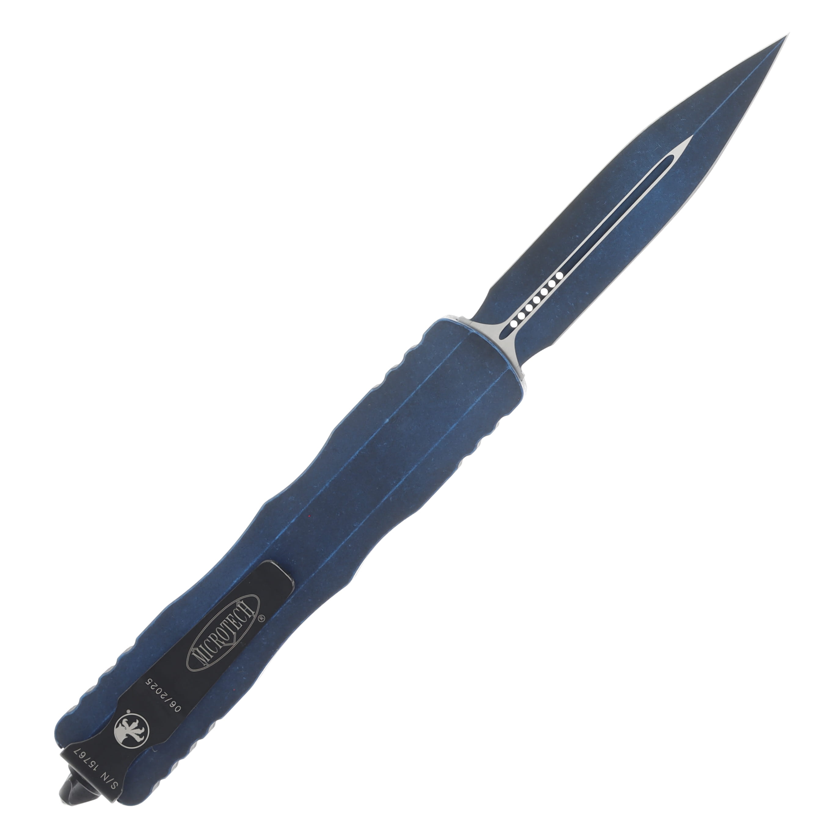Microtech Dirac Delta D-E Standard Weather Blue OTF Automatic 3.75In. AUMT2271WBL View 2