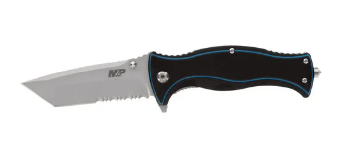 Smith and Wesson M-P Officer Ultra Glide Folder Black-Blue G-10 3.13In Tanto Clam Pack 1135797 View 1