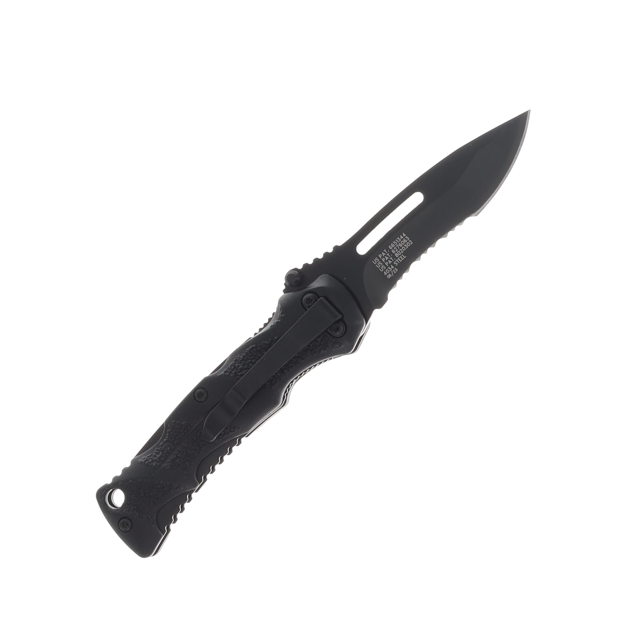 Smith and Wesson Small Black Ops Knife 2.6in Serrated Drop Point SWBLOP2SMBSCP View 2