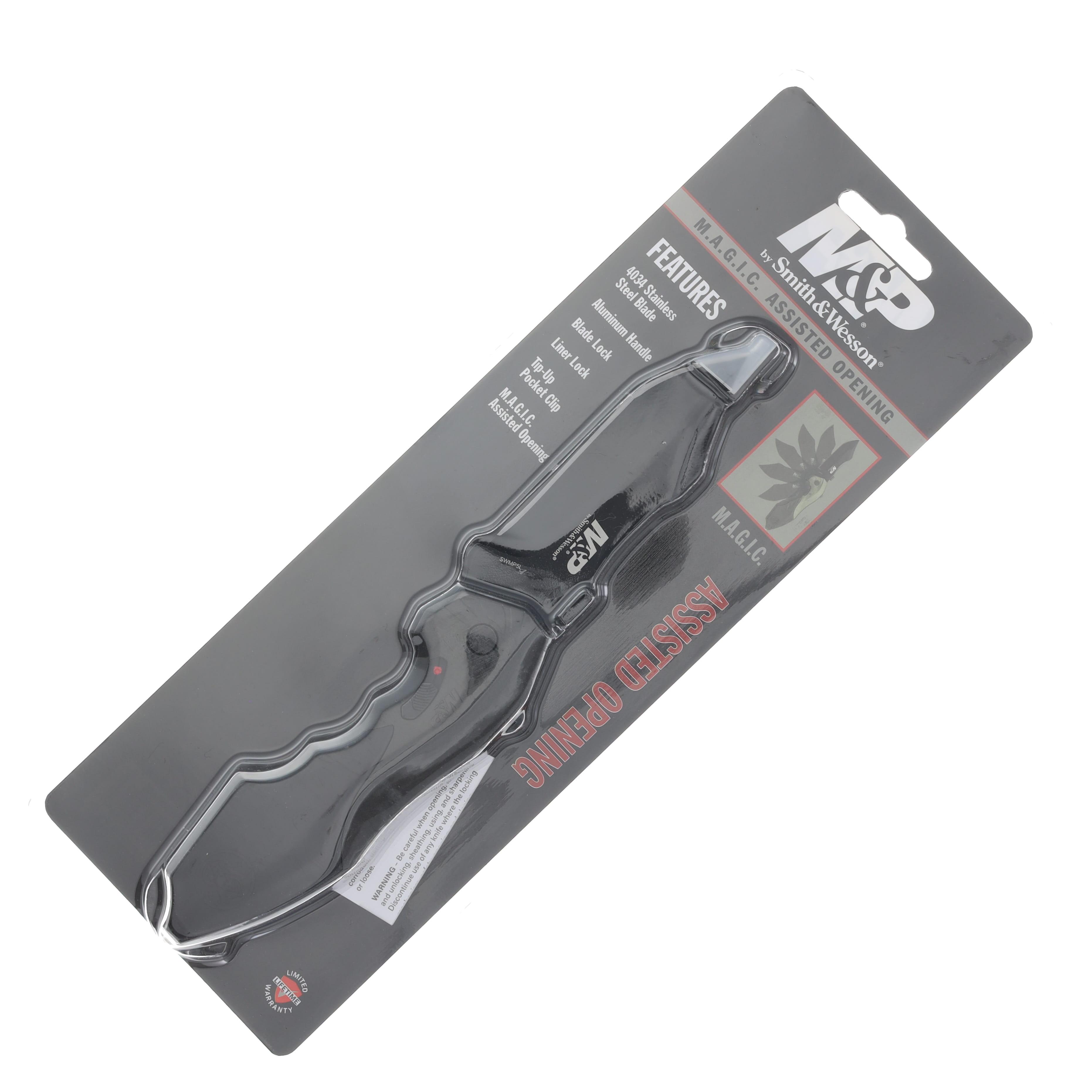 Smith and Wesson M-P Large M.A.G.I.C. Assisted Opening Clip Point Folding Knife Grey/Black 3.50In. SWMP5LCP View 5
