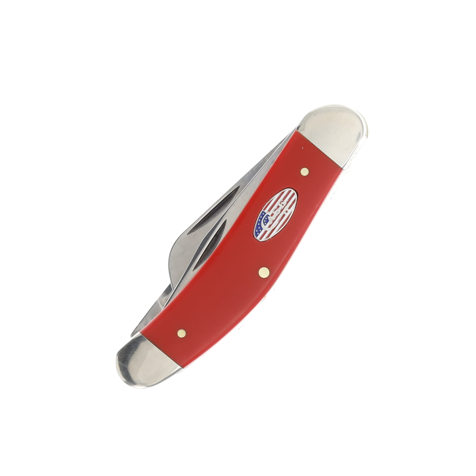 Case XX American Workman Red Synthetic Smooth 3-Blade Carbon Steel Sowbelly CA73934 View 3