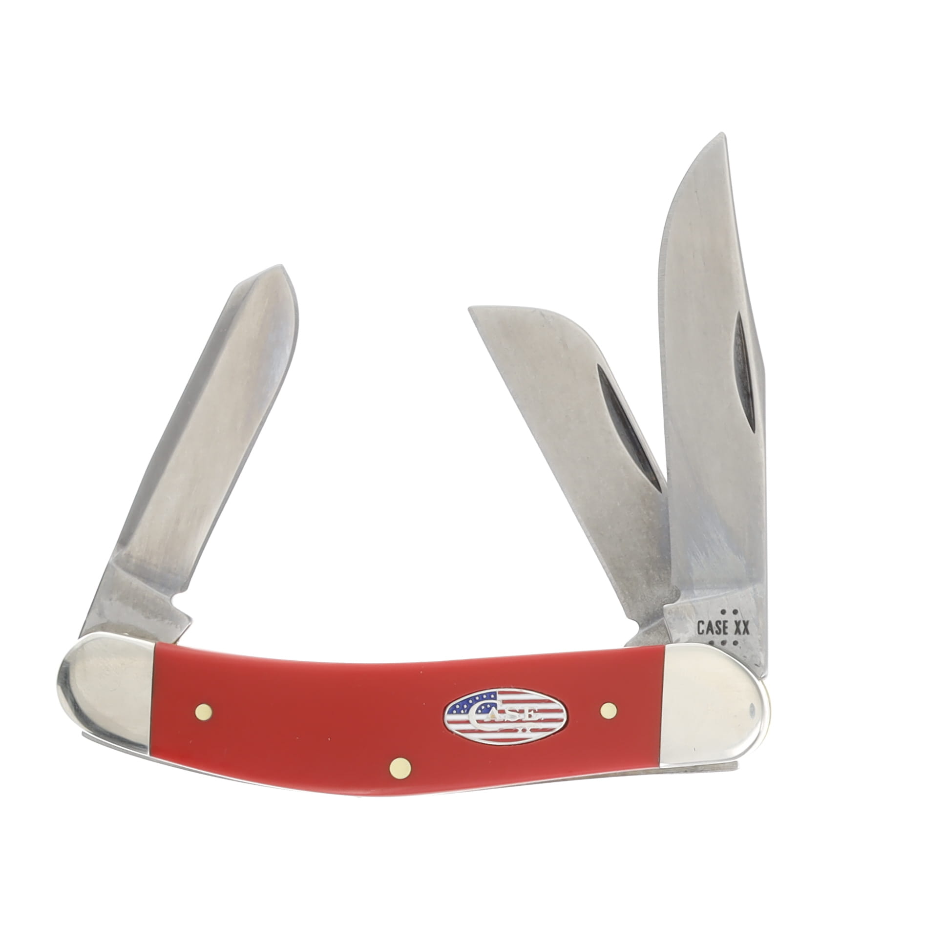 Case XX American Workman Red Synthetic Smooth 3-Blade Carbon Steel Sowbelly CA73934 View 1
