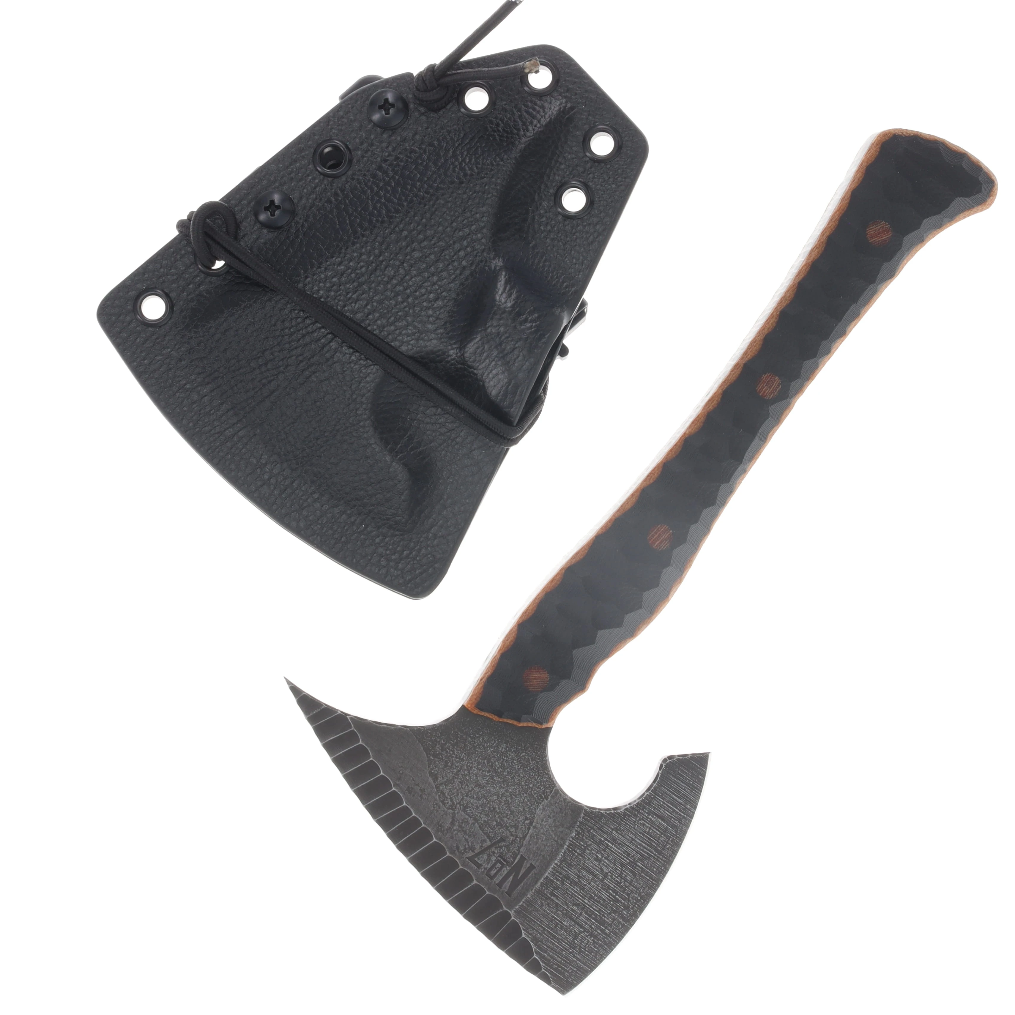 No7 Knife Company Trapper Hatchet Natural  Canvas Blue G10 Liners & Black Pins NO7TH-NATCAN-BLUG10-BP View 1