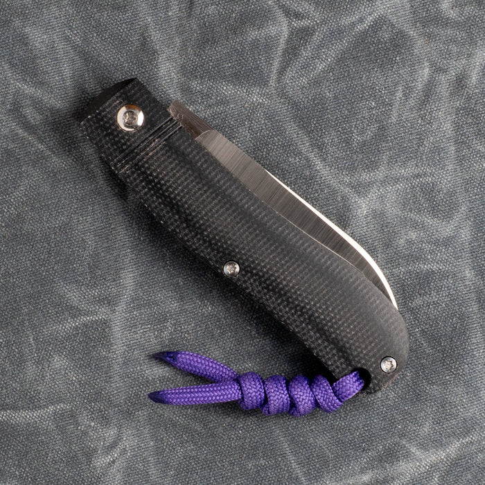Jack Wolf K9 Jack Ultralight Folding Knife Black Canvas Micarta/Purple G-10 K9-02-CAN-MIC-BLK View 9