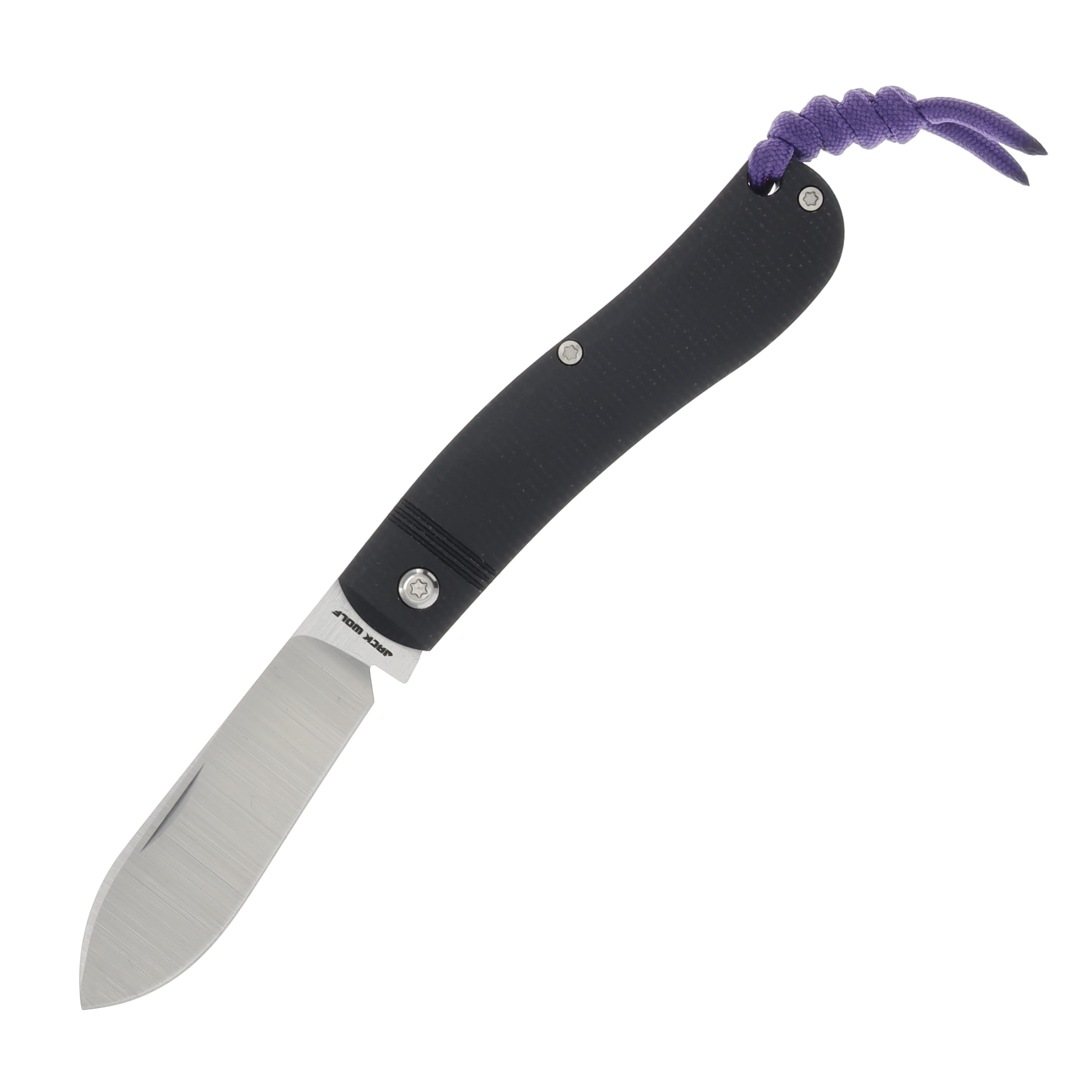 Jack Wolf K9 Jack Ultralight Folding Knife Black Canvas Micarta/Purple G-10 K9-02-CAN-MIC-BLK View 1