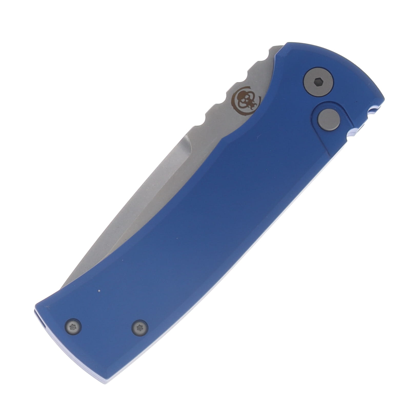 Chaves Knives Pro Tech Redencion 229 SW Tanto Blade Solid Blue Handle Blasted Hardware Steel Milled Clip CK-1A10-2B3F-6D5 View 3