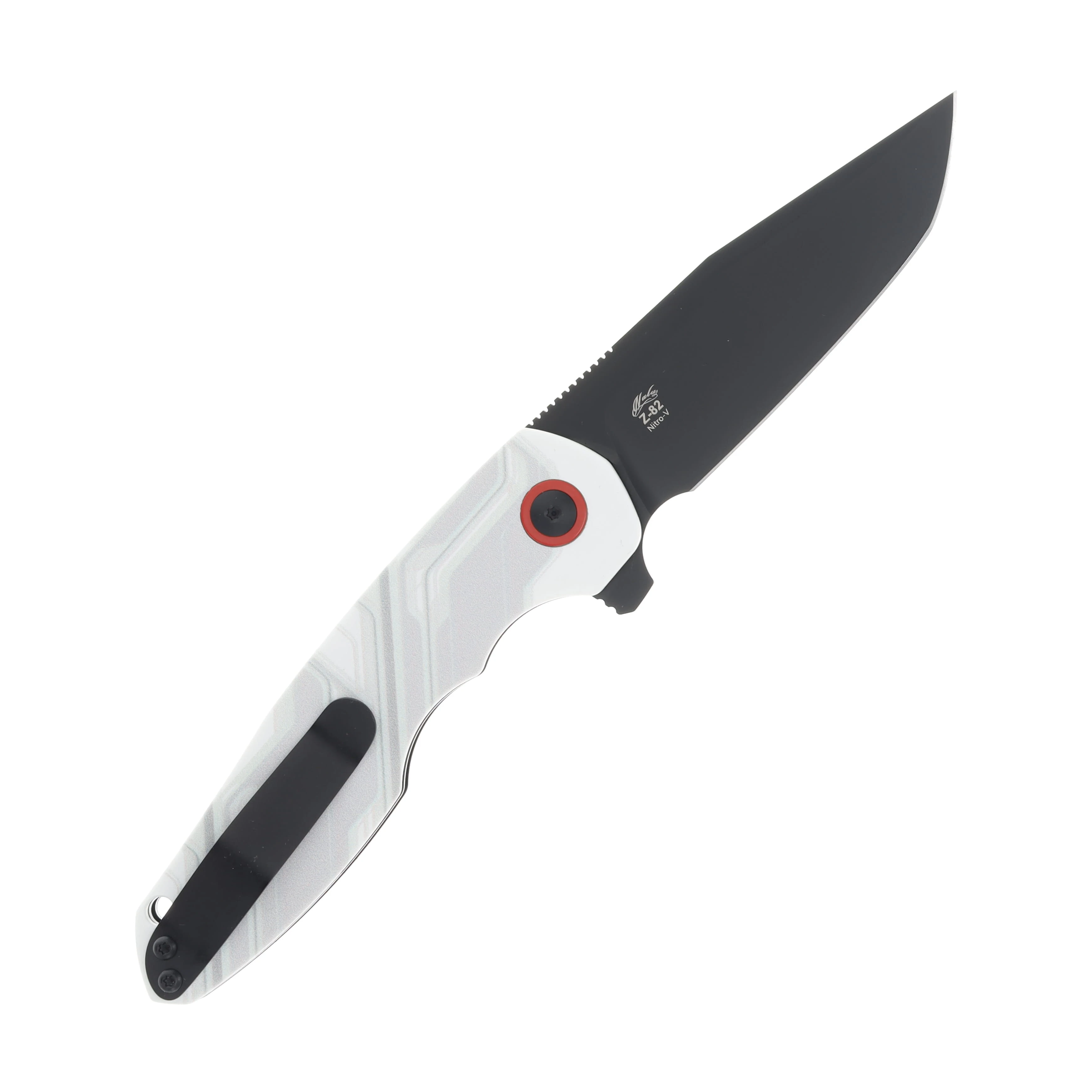 Kizer Z-82 The Ghost White – Red SMKW Exclusive 3.47in Plain Black Tanto V4568E2 View 2