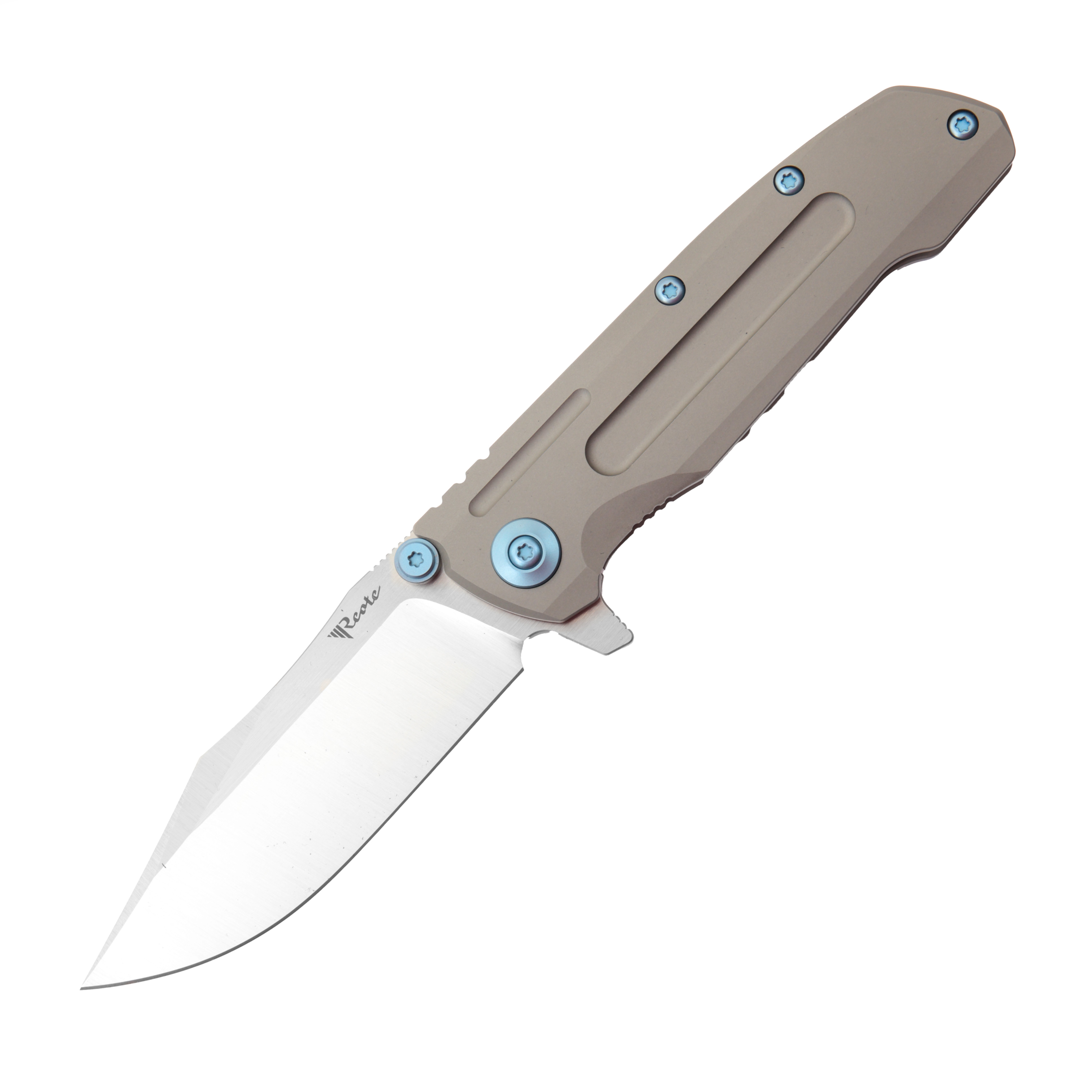 Reate District 9D-V2 Folding Knife Belt Satin 154CM/Dark Bead Blast Titanium RE9D-V2-2 View 1