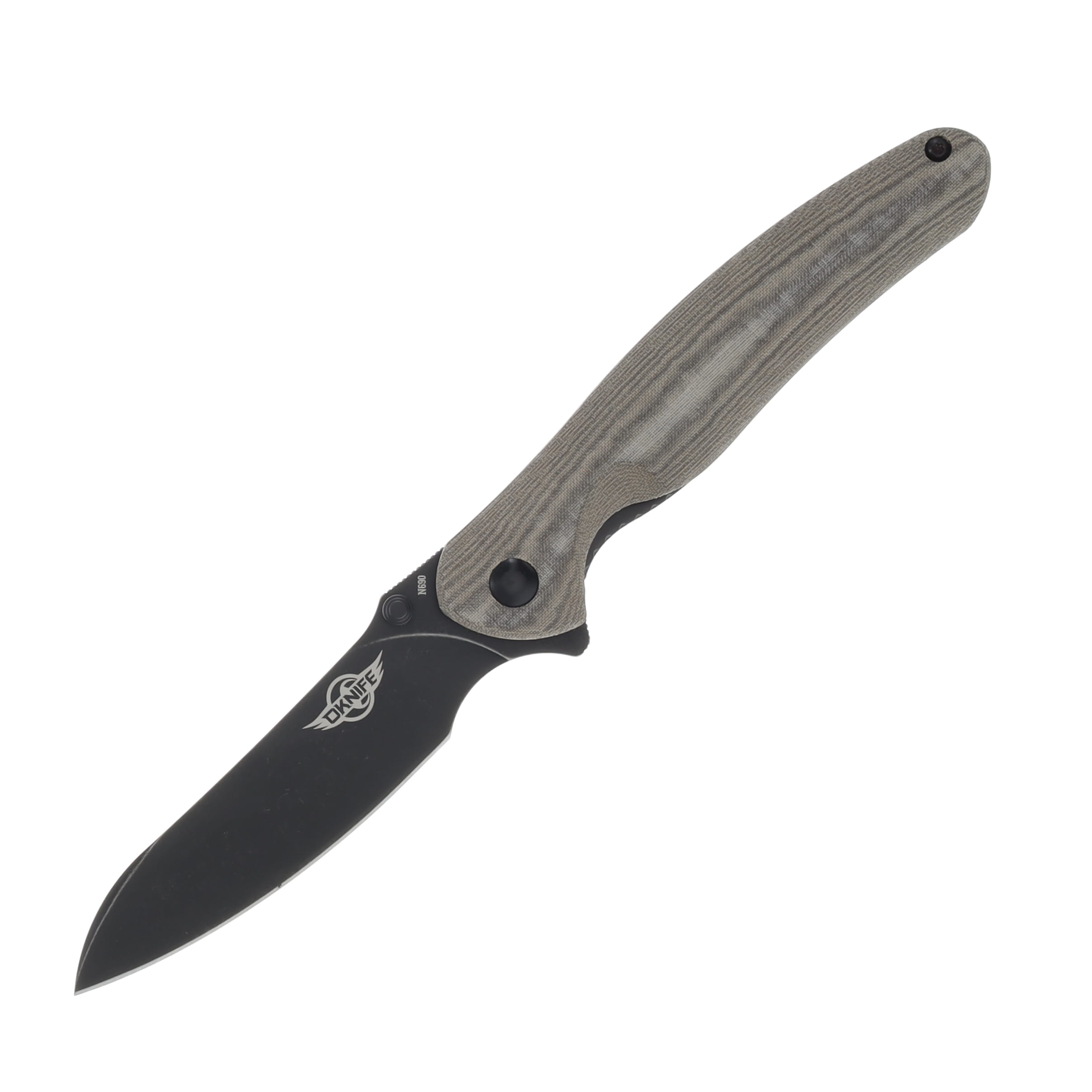 OKNIFE Drever Knife N690 Flipper OD Green Micarta Handle DREVERODGMCTH View 1