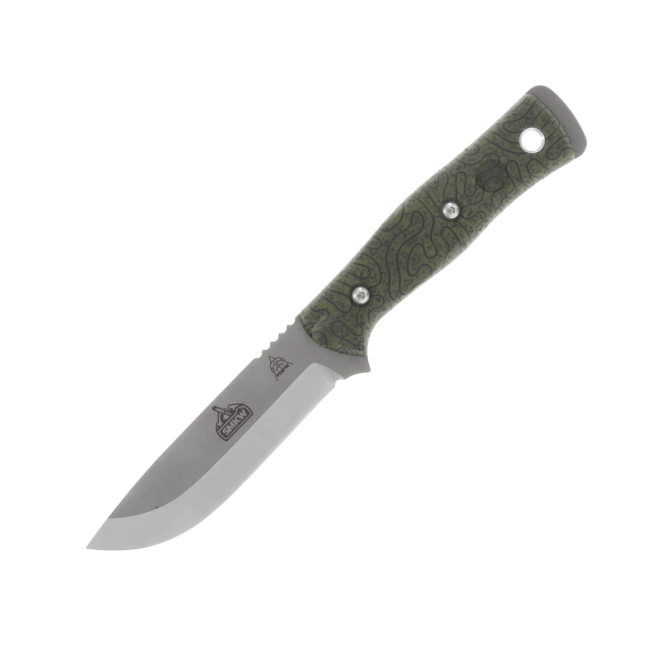 TOPS SMKW Exclusive Brothers of Bushcraft Fixed Blade Knife Stonewash 1095/Green Topographical Handle BROSGT-02 View 3