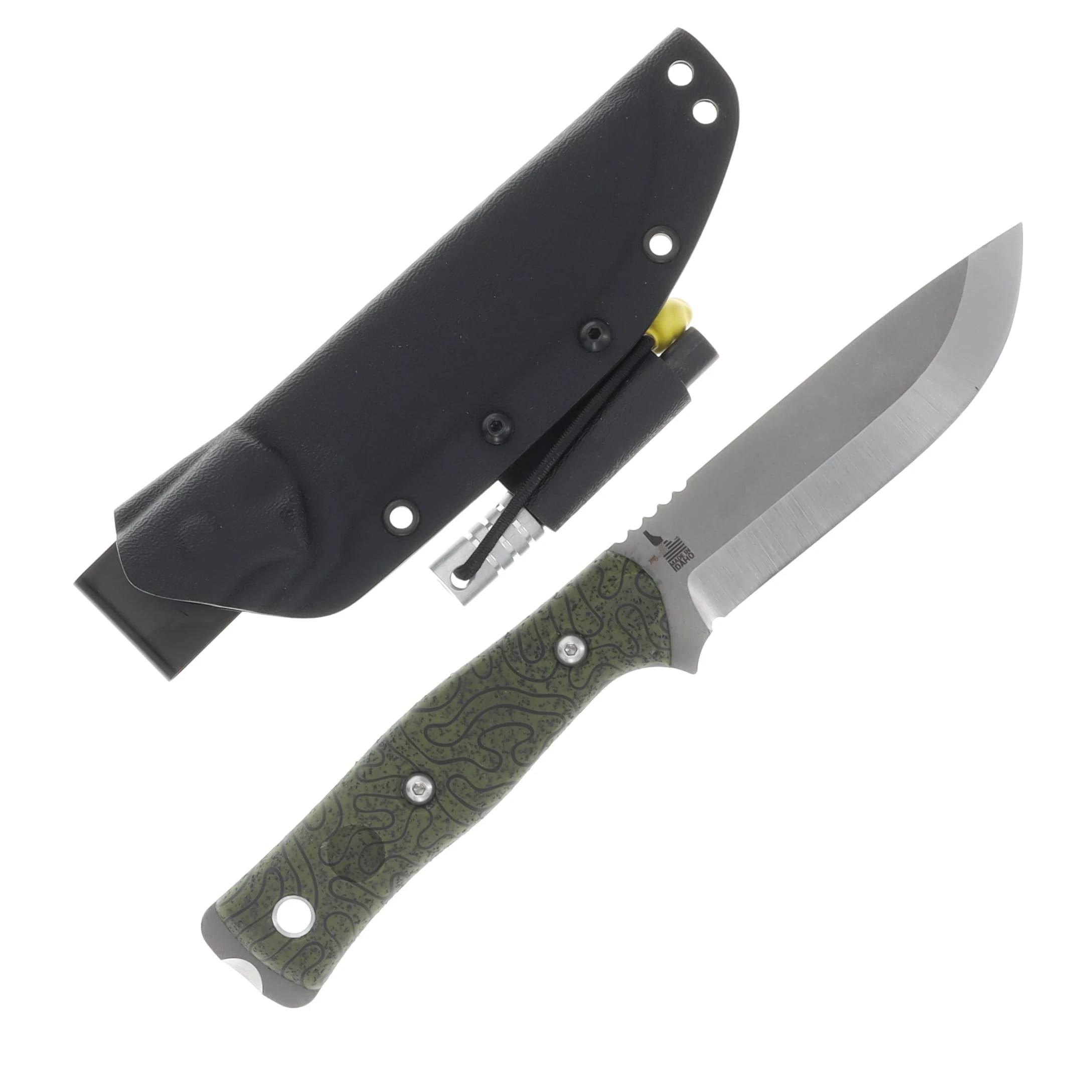 TOPS SMKW Exclusive Brothers of Bushcraft Fixed Blade Knife Stonewash 1095/Green Topographical Handle BROSGT-02 View 1