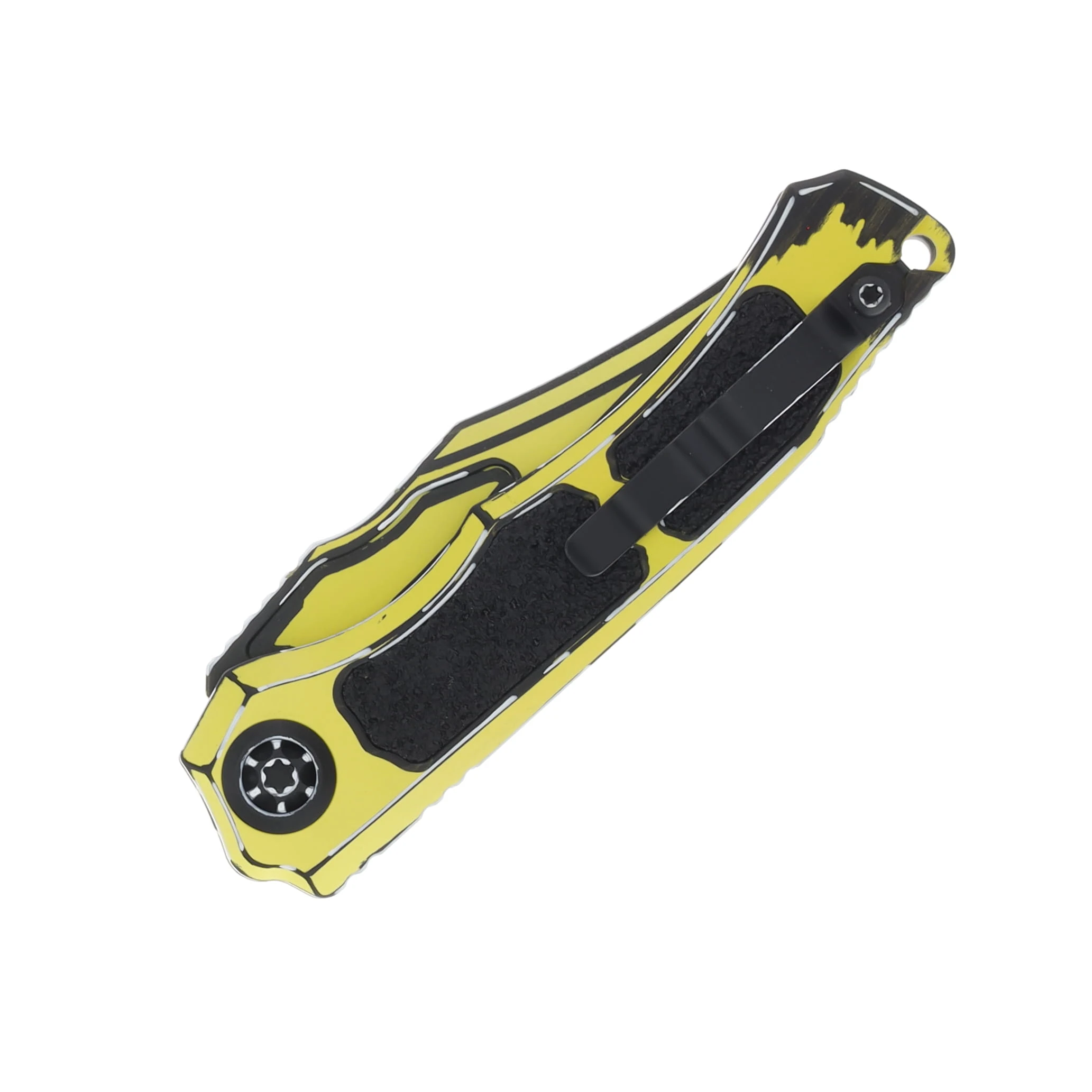 Heretic Knives Wraith Auto Bowie Cel Shade Yellow 3.75In. OTS Bowie H002-CS-YW View 4