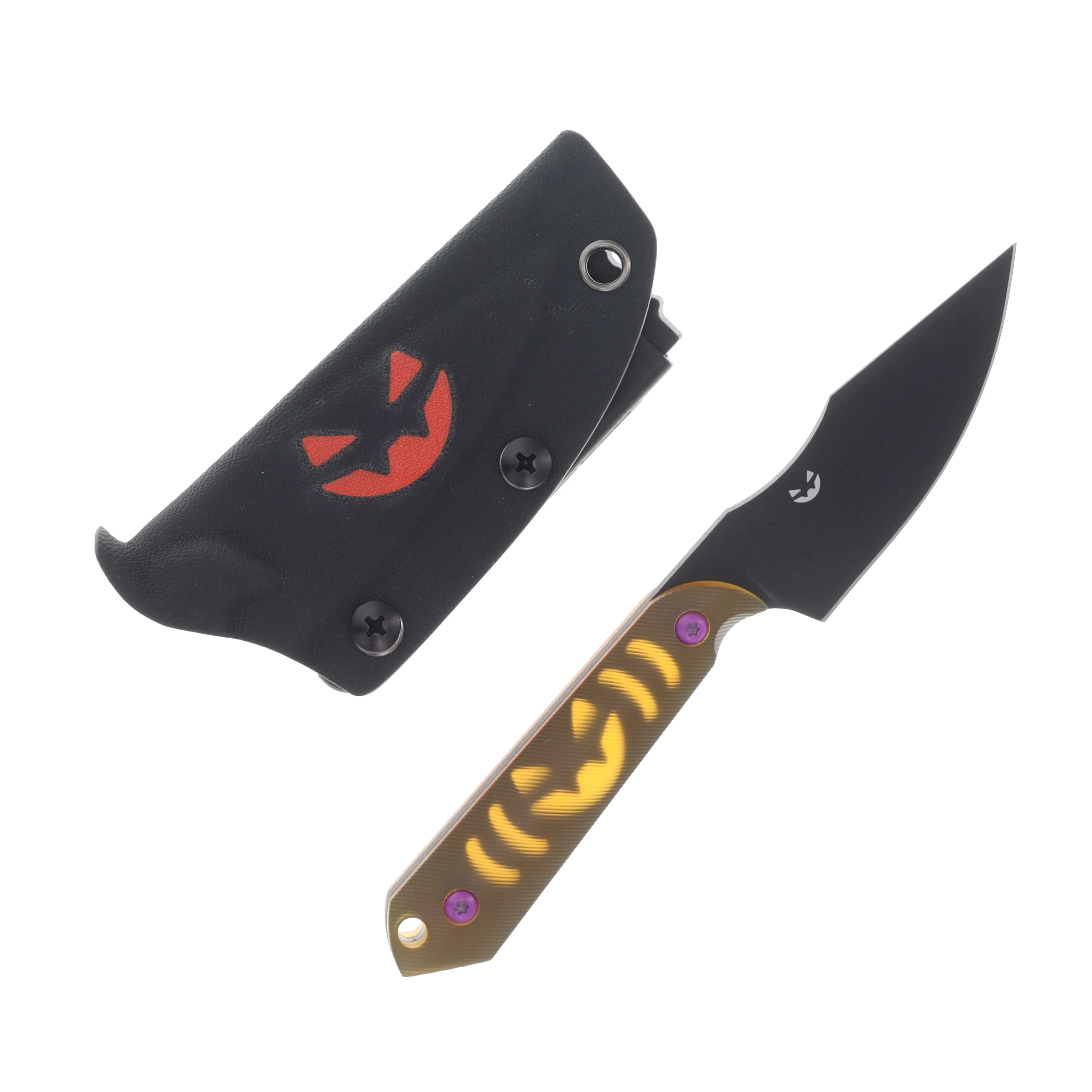 Kizer Mini Harpoon Fixed Blade Knife Halloween 2025 Milled Spooky Pumpkin Ultem/Black Coated 3V 1040SHW1 View 2