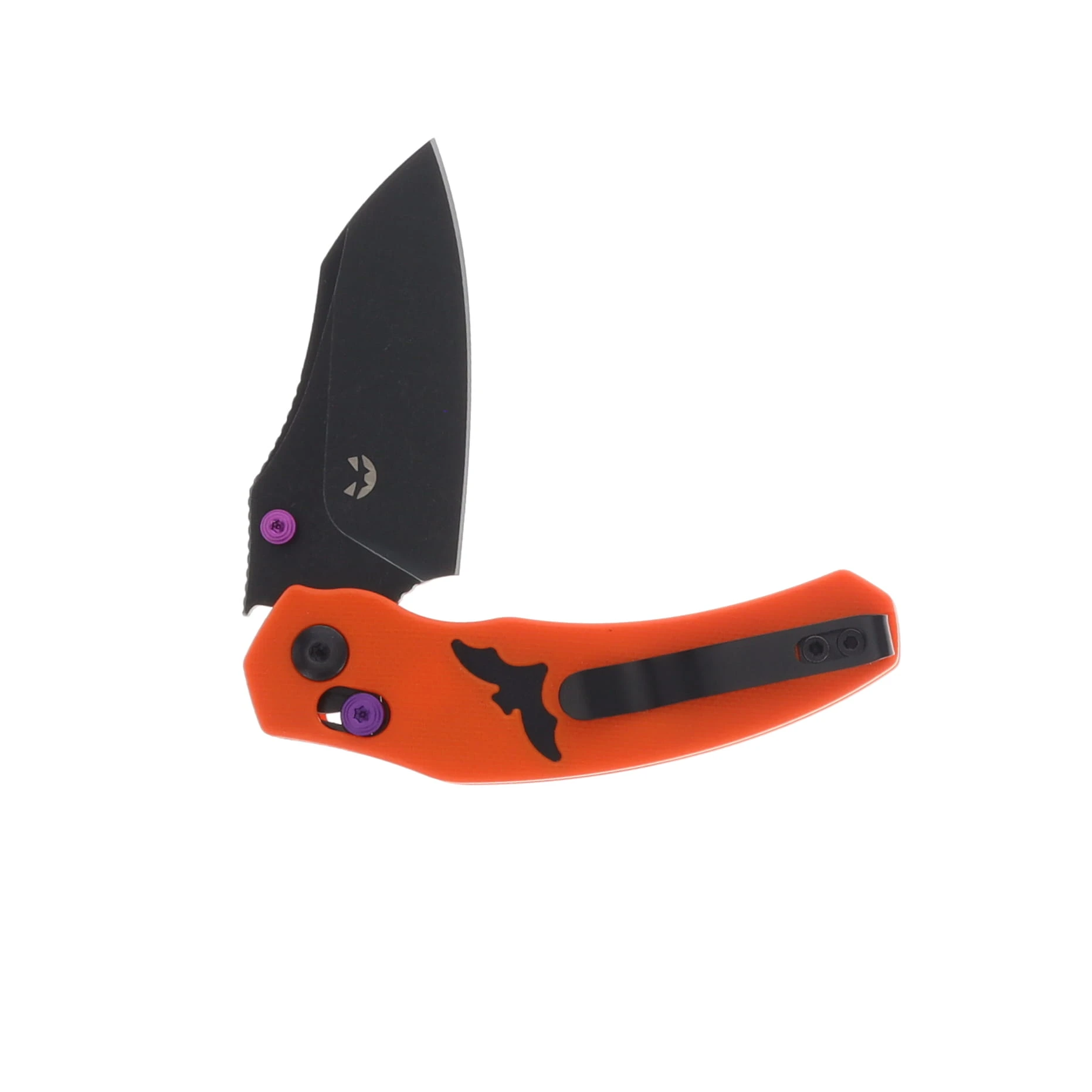 Kizer Mini Bulldog Folding Knife Orange G-10 Pumpkin-Bat Milled Handle Black Stonewashed Nitro V Blade V3672SHW1 View 4