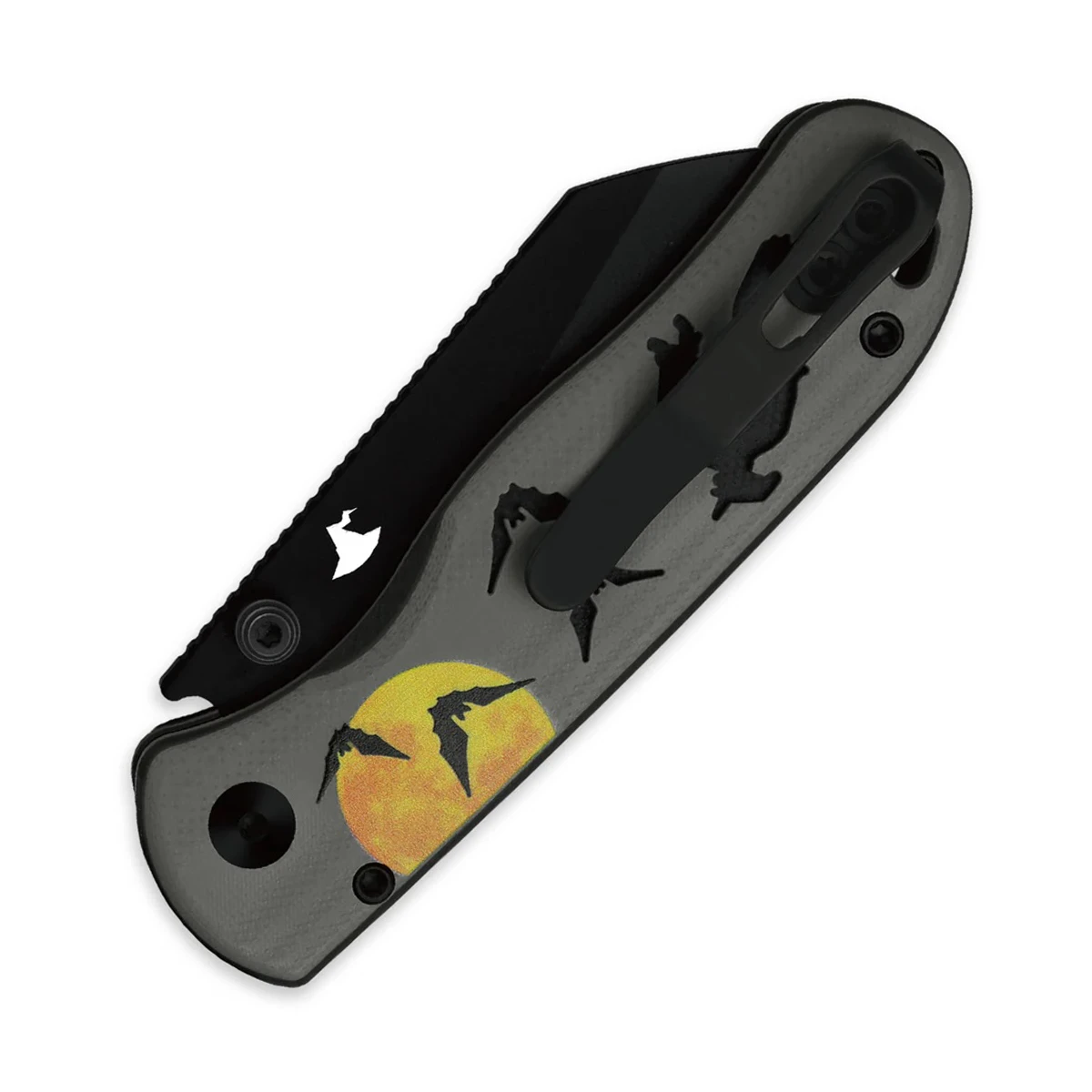 Kizer Drop Bear 2 Halloween 2025 Black G-10 Bats & Moon/PVD Nitro V Blade V3619.2CSHW1 View 2