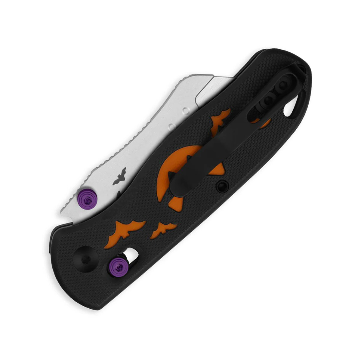 Kizer UTI Bear 1 Folding Utility Knife Halloween 2025 Pumpkin & Bats Black G-10 V3619JHW1 View 2