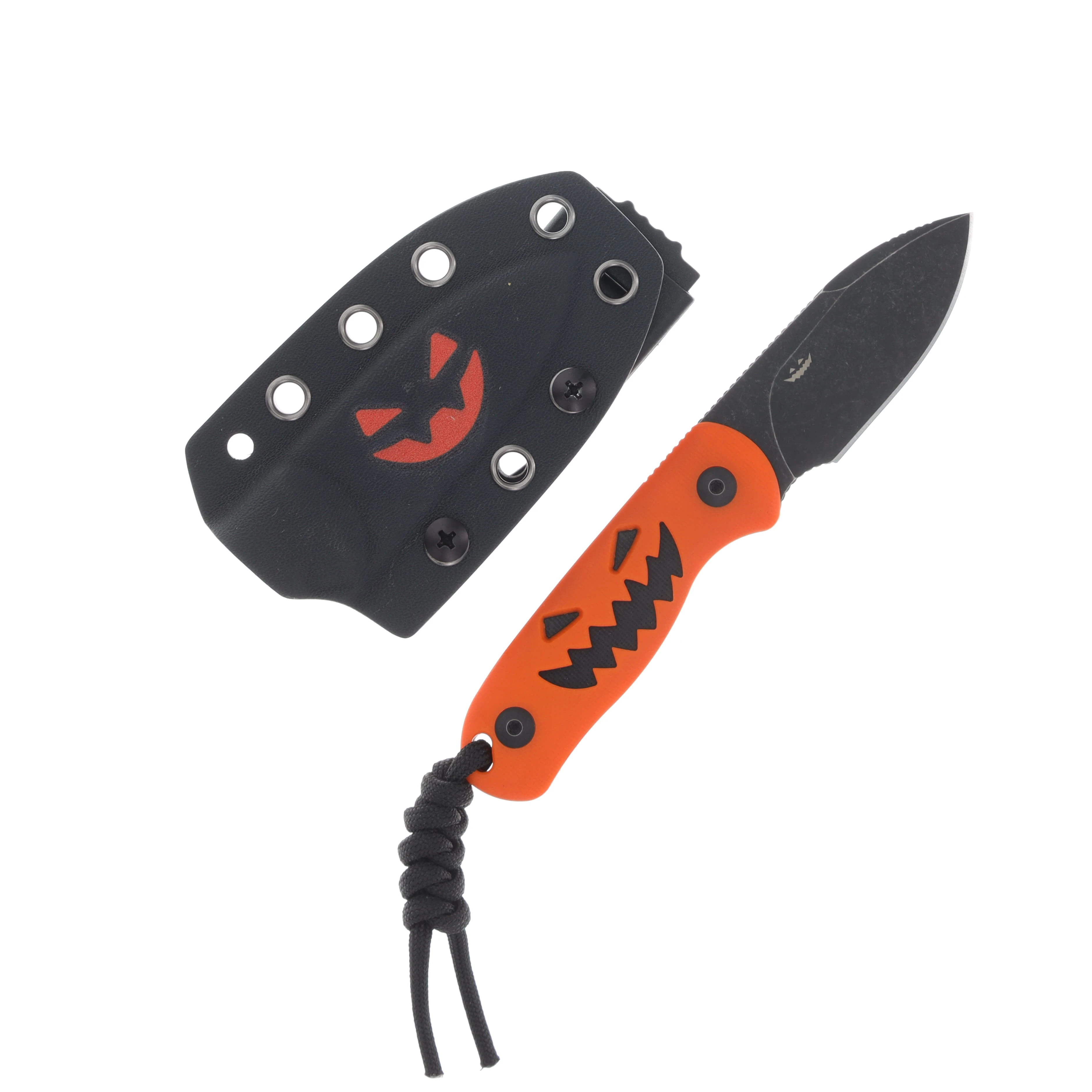 Kizer Drop Bear Fixed Blade Knife Halloween 2025 Pumpkin Milled G-10 with Jack O Lantern Sheath 1094HW1 View 1