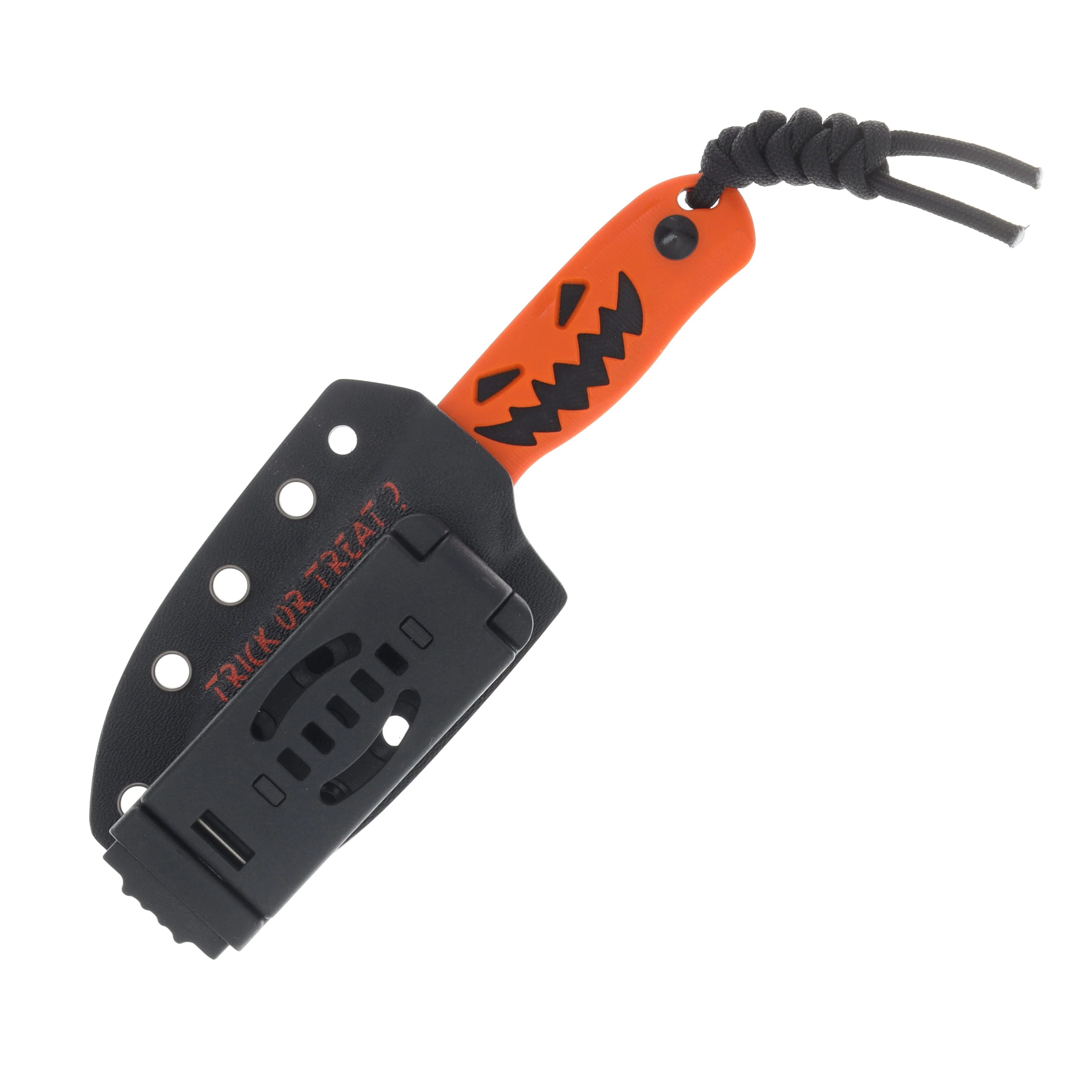 Kizer Drop Bear Fixed Blade Knife Halloween 2025 Pumpkin Milled G-10 with Jack O Lantern Sheath 1094HW1 View 3