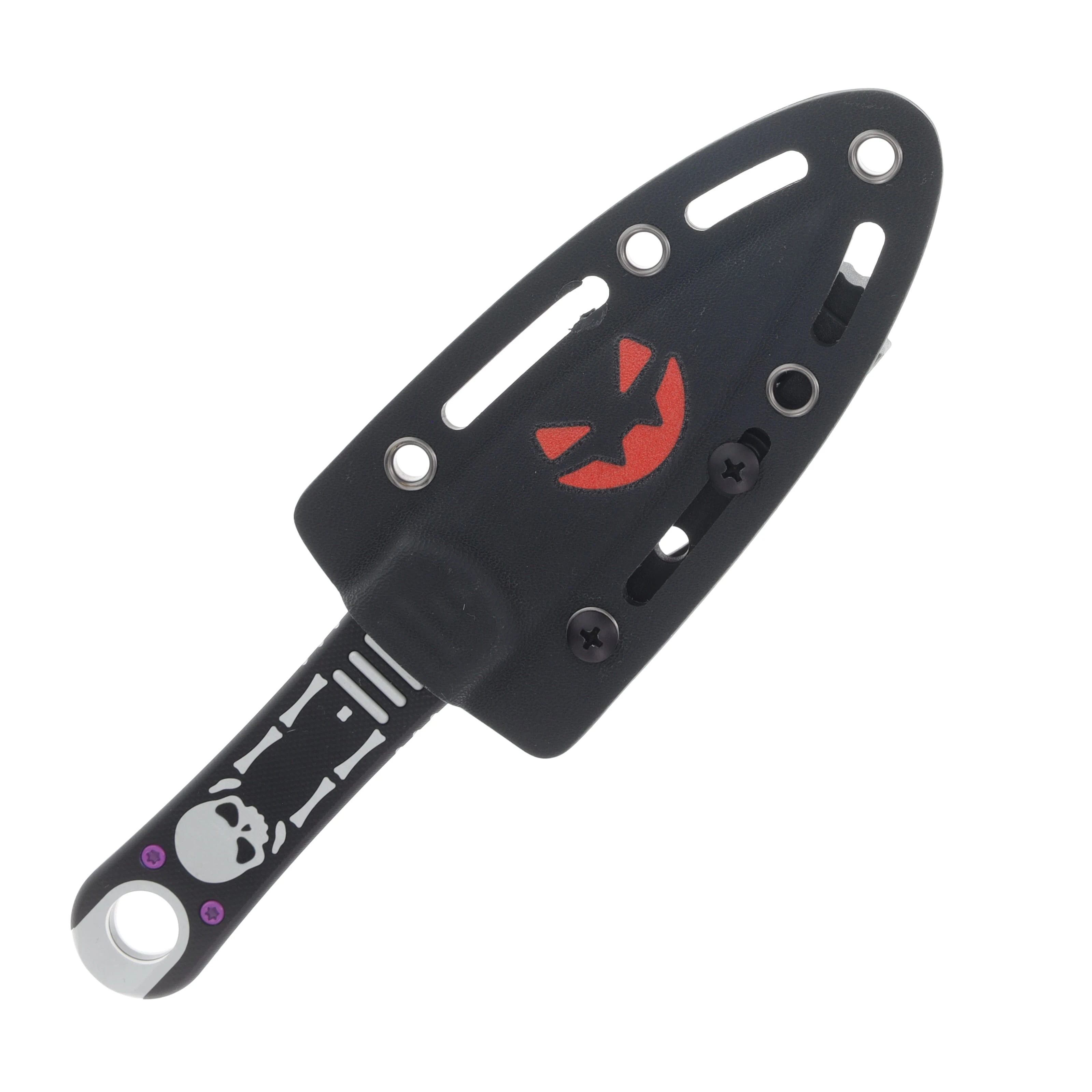 Kizer Hidden Agenda Skeleton Fixed Knife Black G-10-Aluminum Milled Pattern Handle Black PVD Coated-Laser AEB-L Blade 1083HW1 View 3