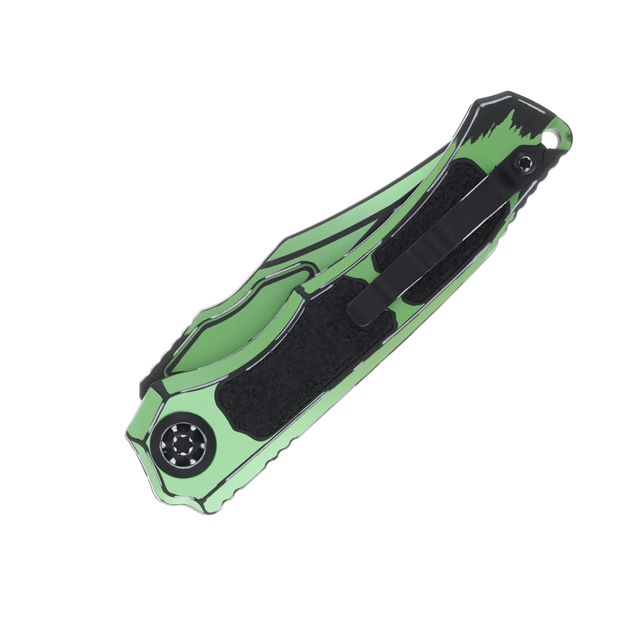 Heretic Wraith Automatic Knife Cel-Shaded Toxic Green Magnacut/Clip Point H002-CS-TX View 3