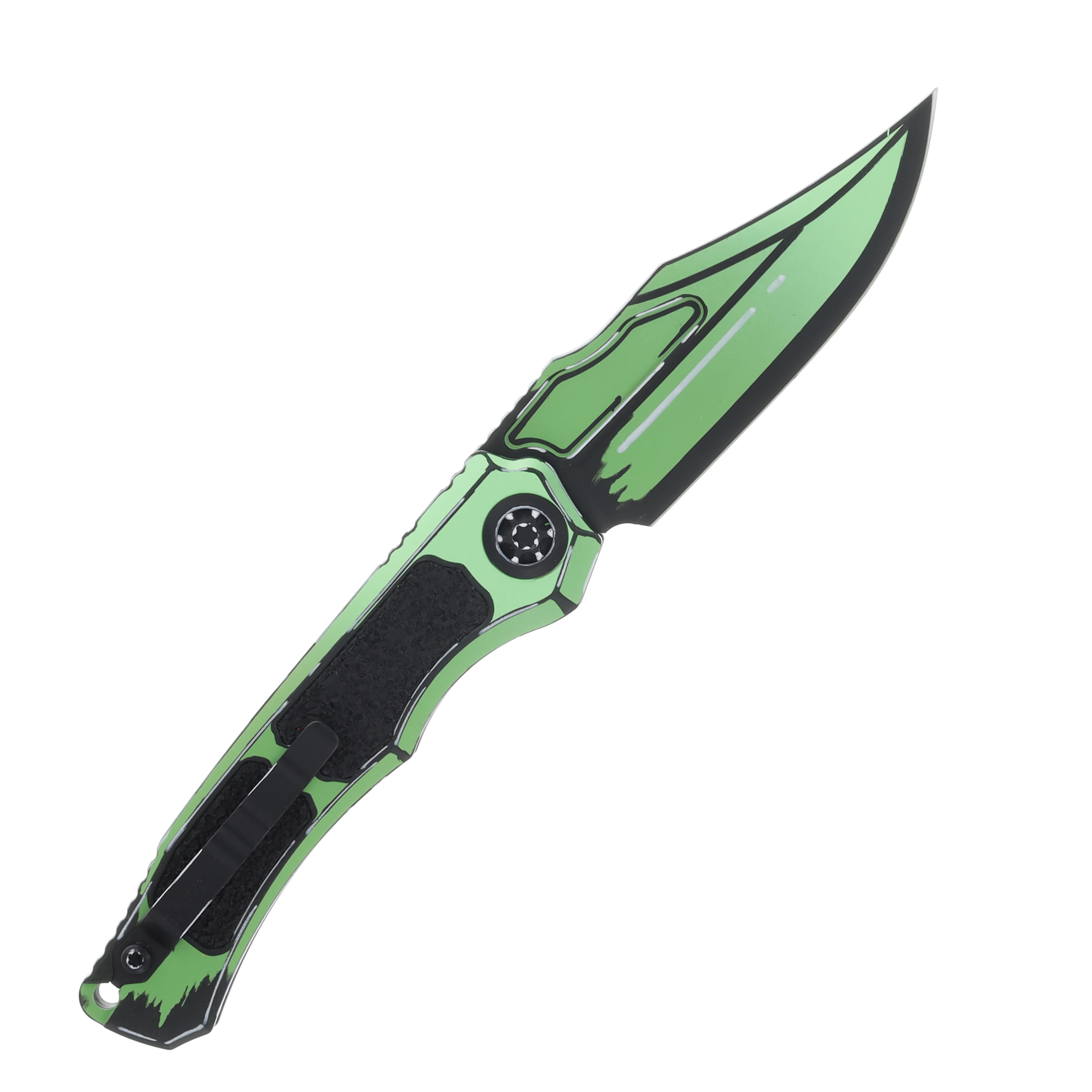 Heretic Wraith Automatic Knife Cel-Shaded Toxic Green Magnacut/Clip Point H002-CS-TX View 2