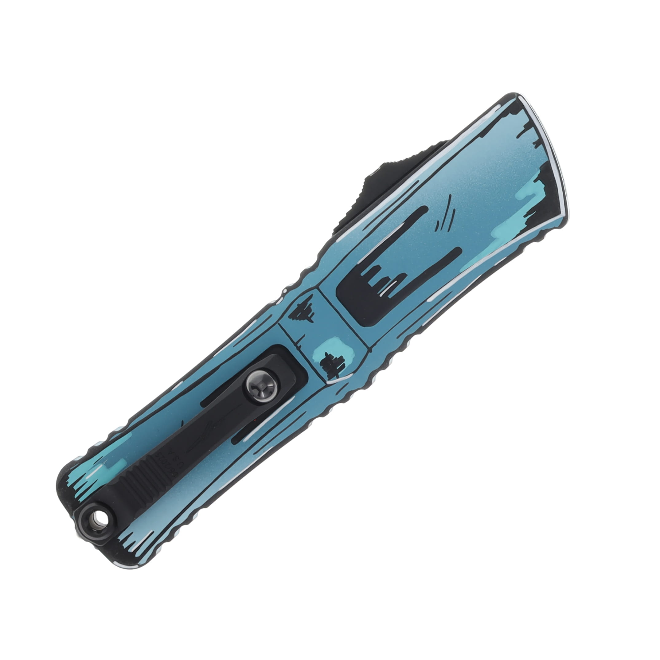 Microtech Combat Troodon GEN III S-E Standard Cerakote Cel Shade TQ 4In Drop Point OTF Automatic AUMT11431TQCOMICS View 4