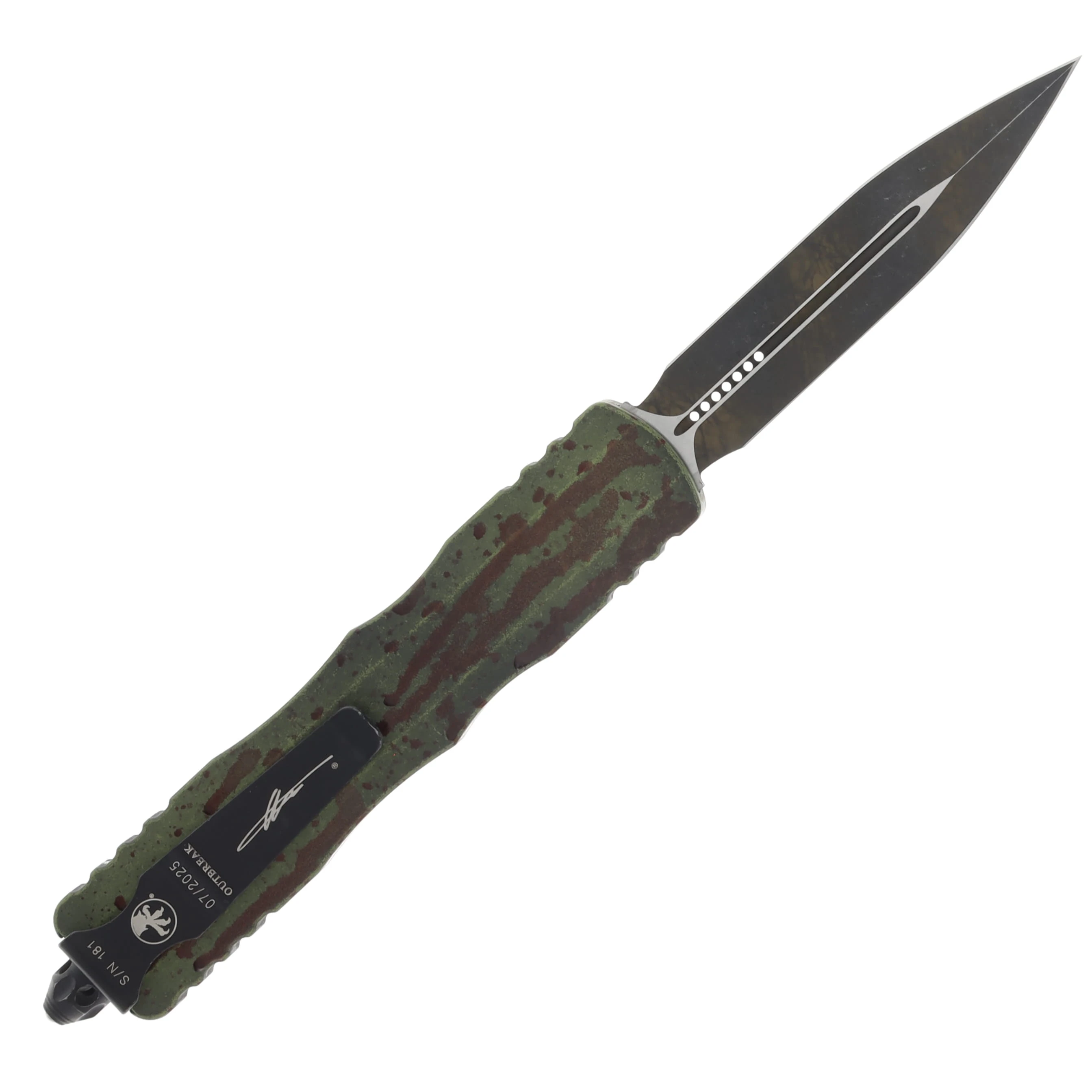 Microtech Dirac Delta D-E Standard Outbreak Signature Series 3.78In. Dagger OTF Automatic AUMT2271OBDS View 2