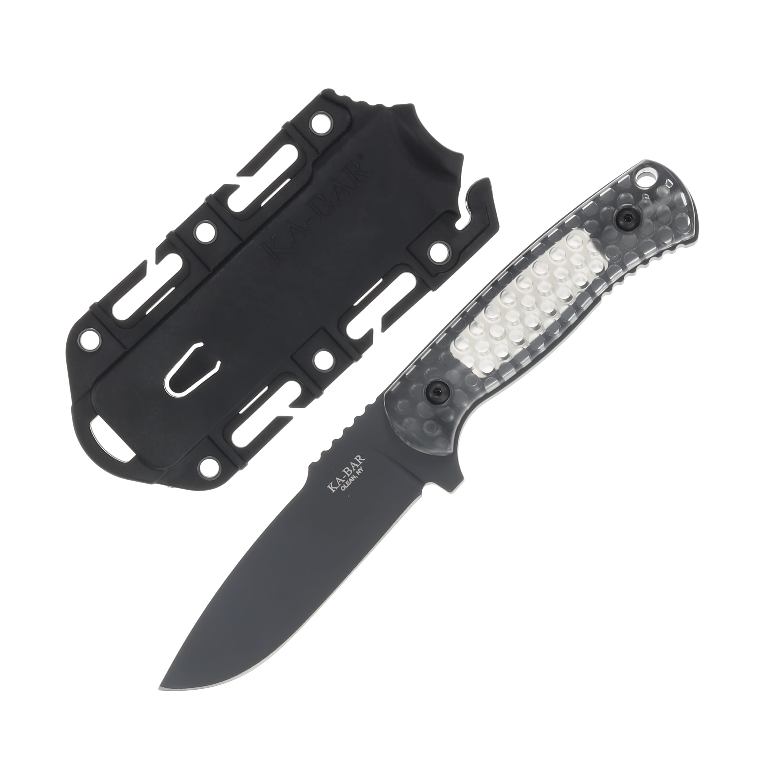 KA-BAR Cool Name Fixed Blade Knife Smoke 4.25in Plain Black Drop Point KA7700 View 1