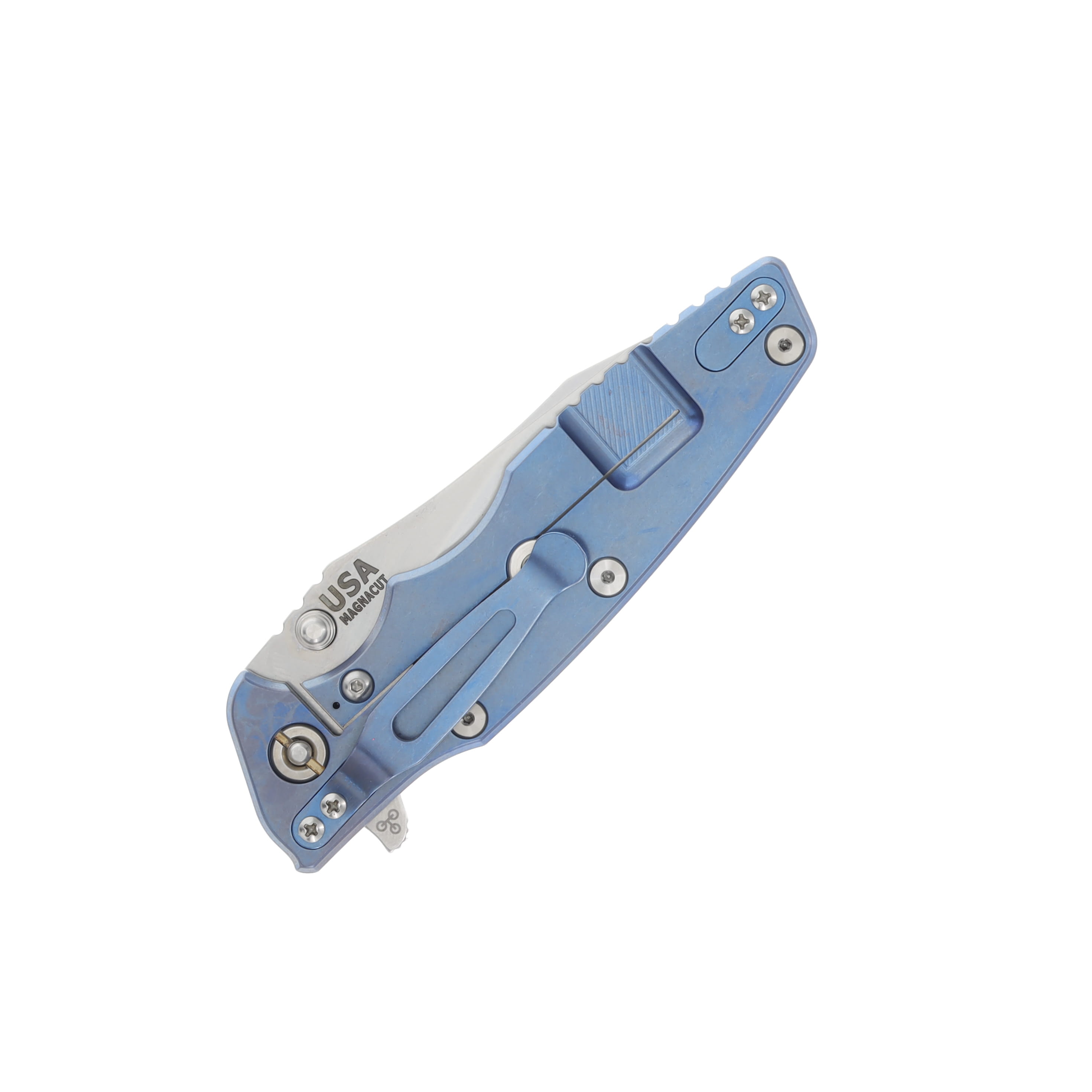 Hinderer 3.5 Eklipse Folding Knife Skinny Slicer Stonewash Blue Titanium/Red G-10 KEK35SKSLHOTWSWBLRD View 4