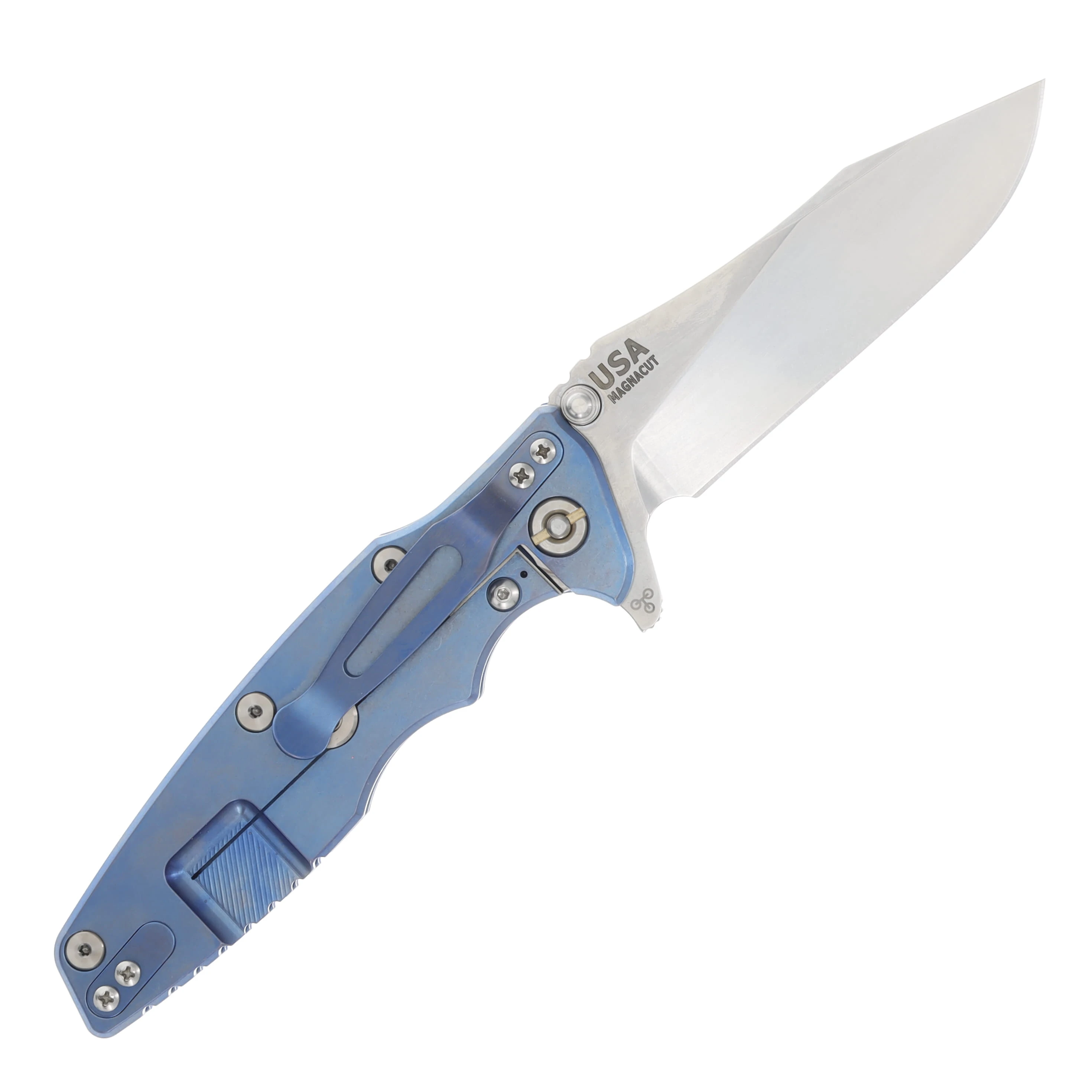 Hinderer 3.5 Eklipse Folding Knife Skinny Slicer Stonewash Blue Titanium/Blue G-10 KEK35SKSLHOTWSWBLBL View 2
