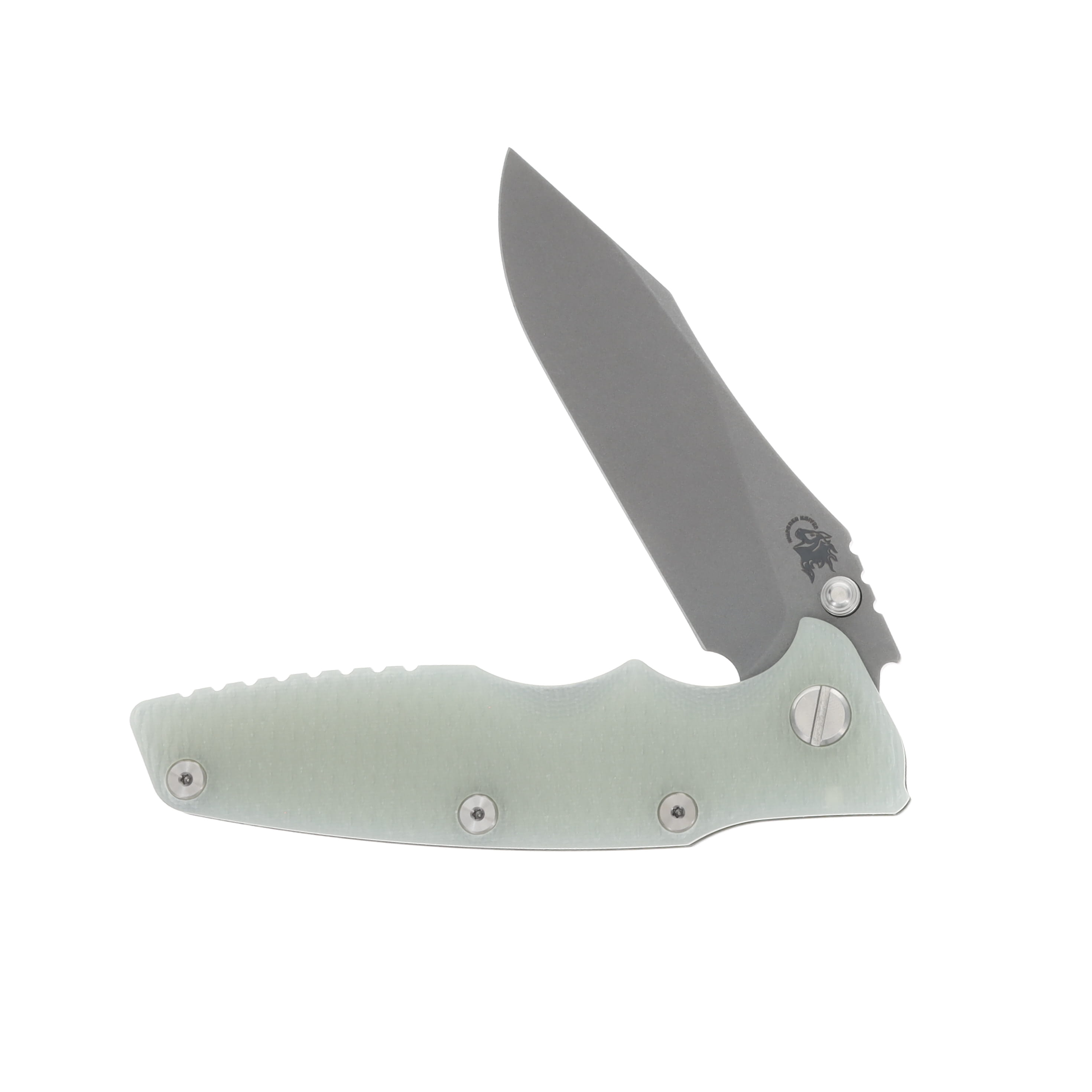 Hinderer 3.5 Eklipse Folding Knife Slicer Working Finish Battle Green Titanium/Translucent Green G-10 KEK35SLHOTWBGTG View 3