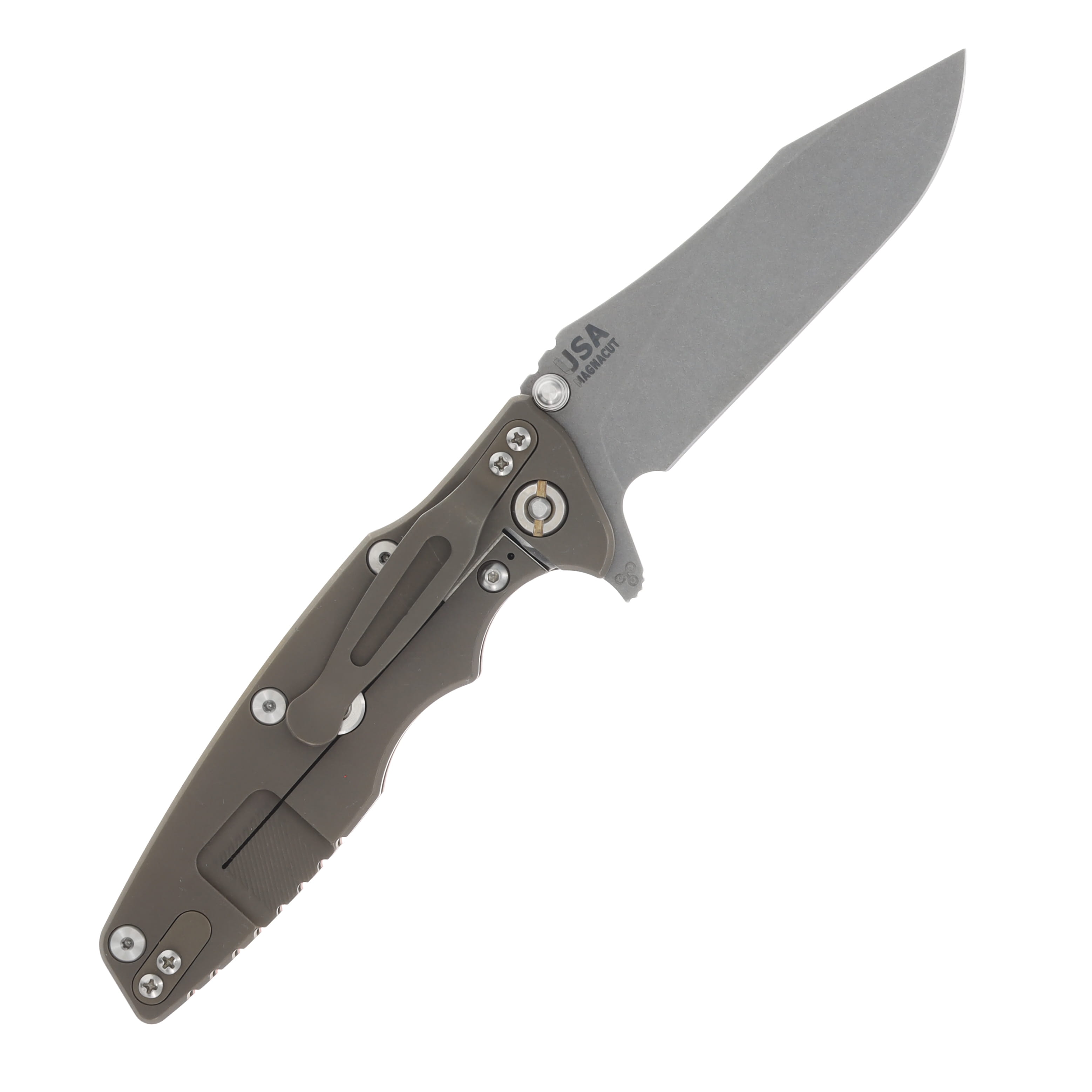 Hinderer 3.5 Eklipse Folding Knife Skinny Slicer Working Finish Battle Green Titanium/Orange G-10 KEK35SLHOTWBGOR View 2