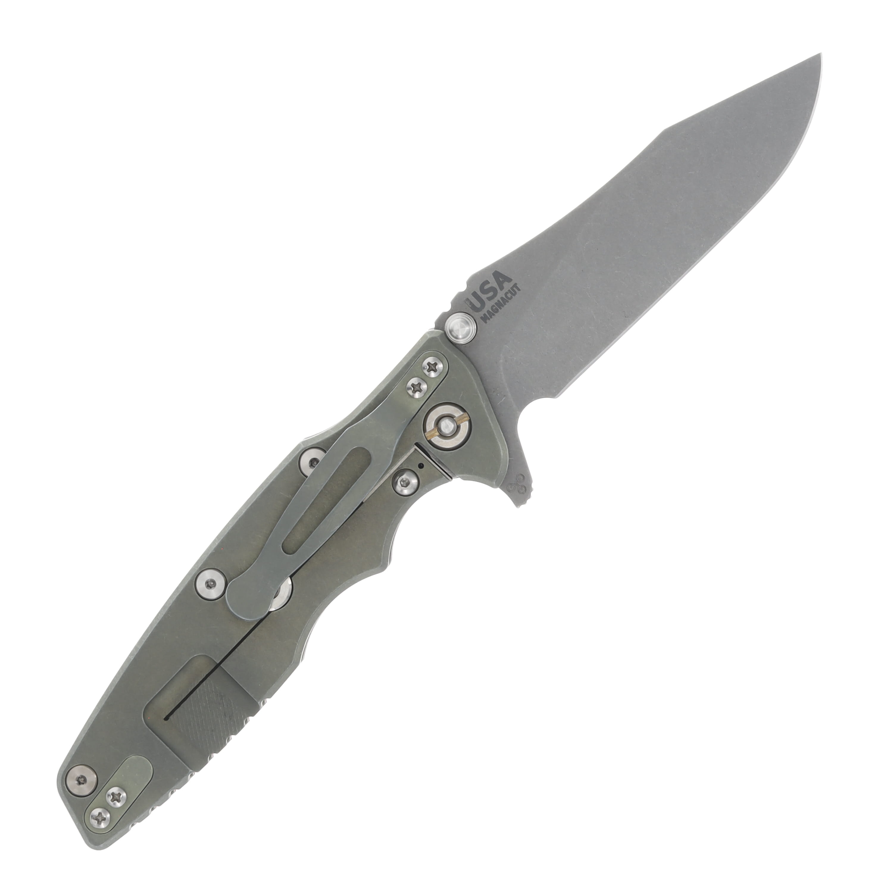 Hinderer 3.5 Eklipse Folding Knife Magnacut Slicer Battle Green Titanium/Red G-10 KEK35SLHOTWBGRD View 2