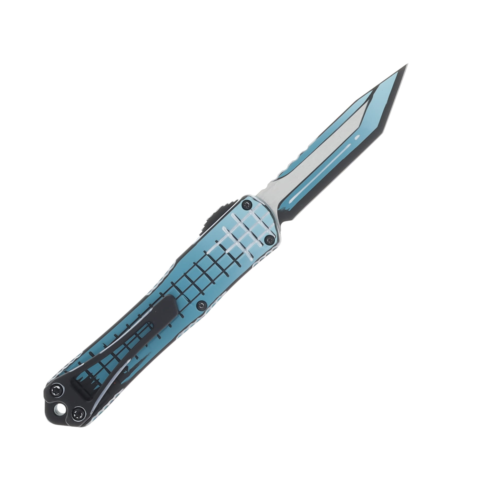 Heretic Manticore S OTF Automatic Knife Grenade Grip Cel-Shaded Turquoise Magnacut Tanto H023F-CS-TQ View 2