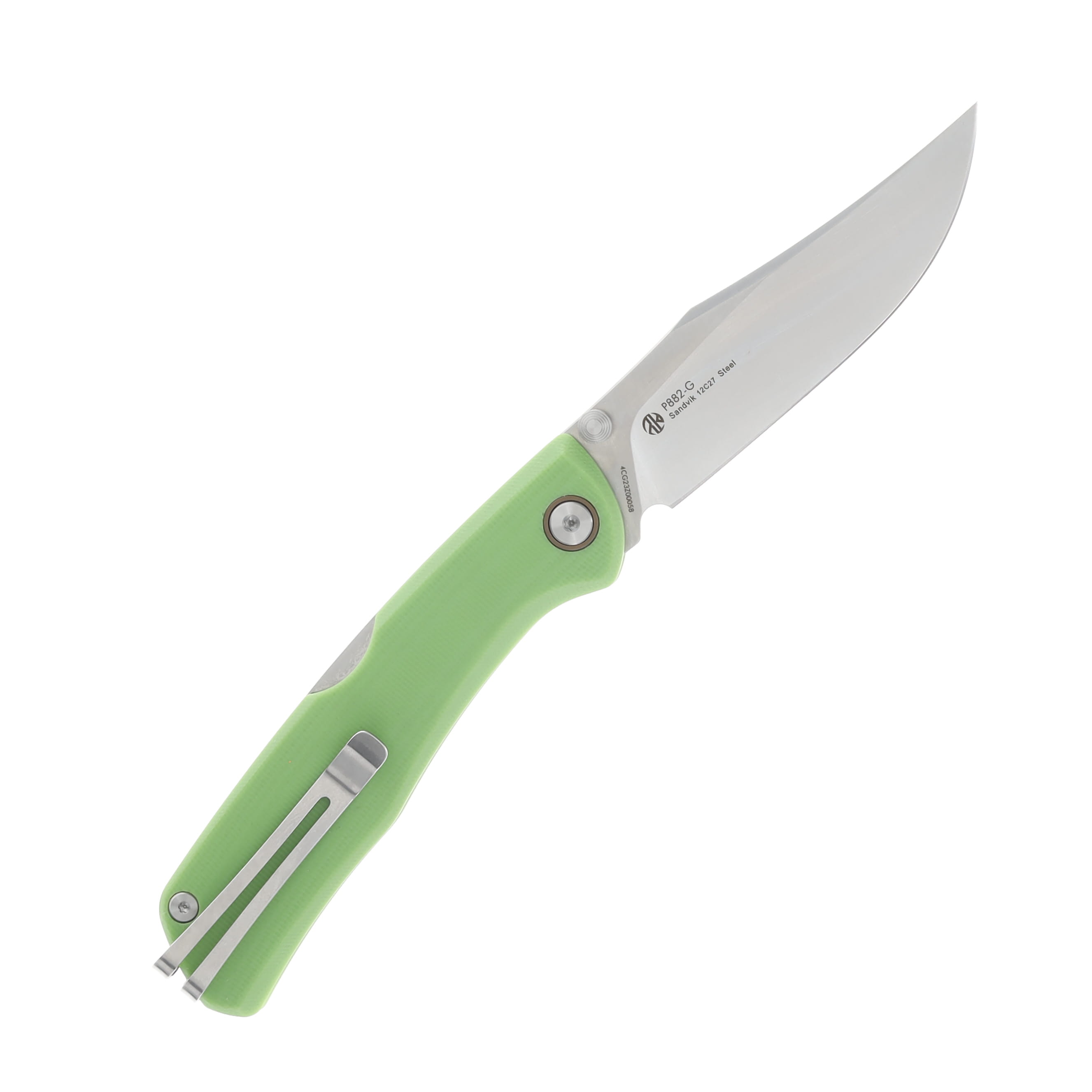 Ruike P882 Folding Knife Green 3.35 Inch Plain Stonewash Clip Point RK-P882-G View 2