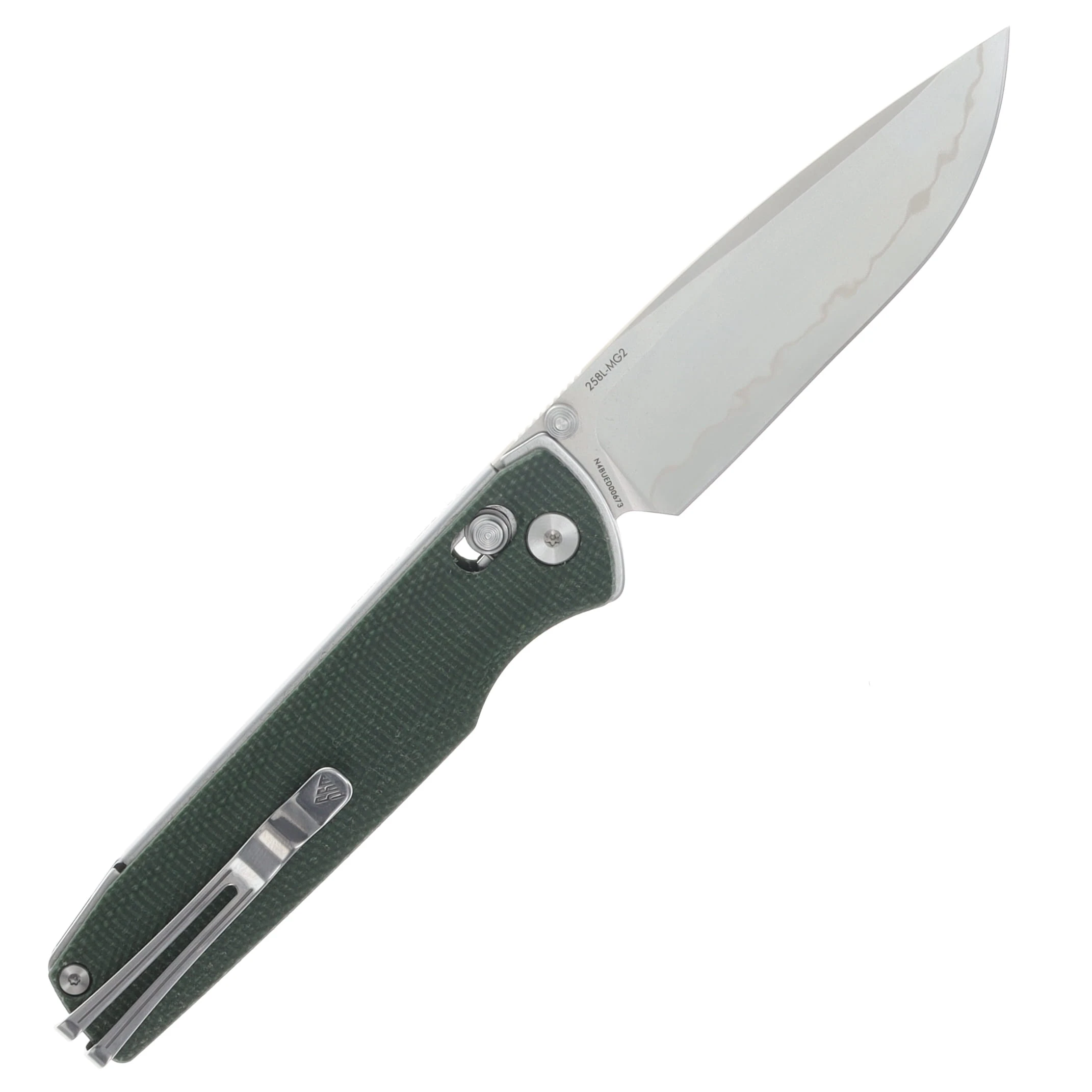 SRM Terrier Folding Knife Green 3.65in Plain Bead Blasted Drop Point SRM-258L-MG2 View 2