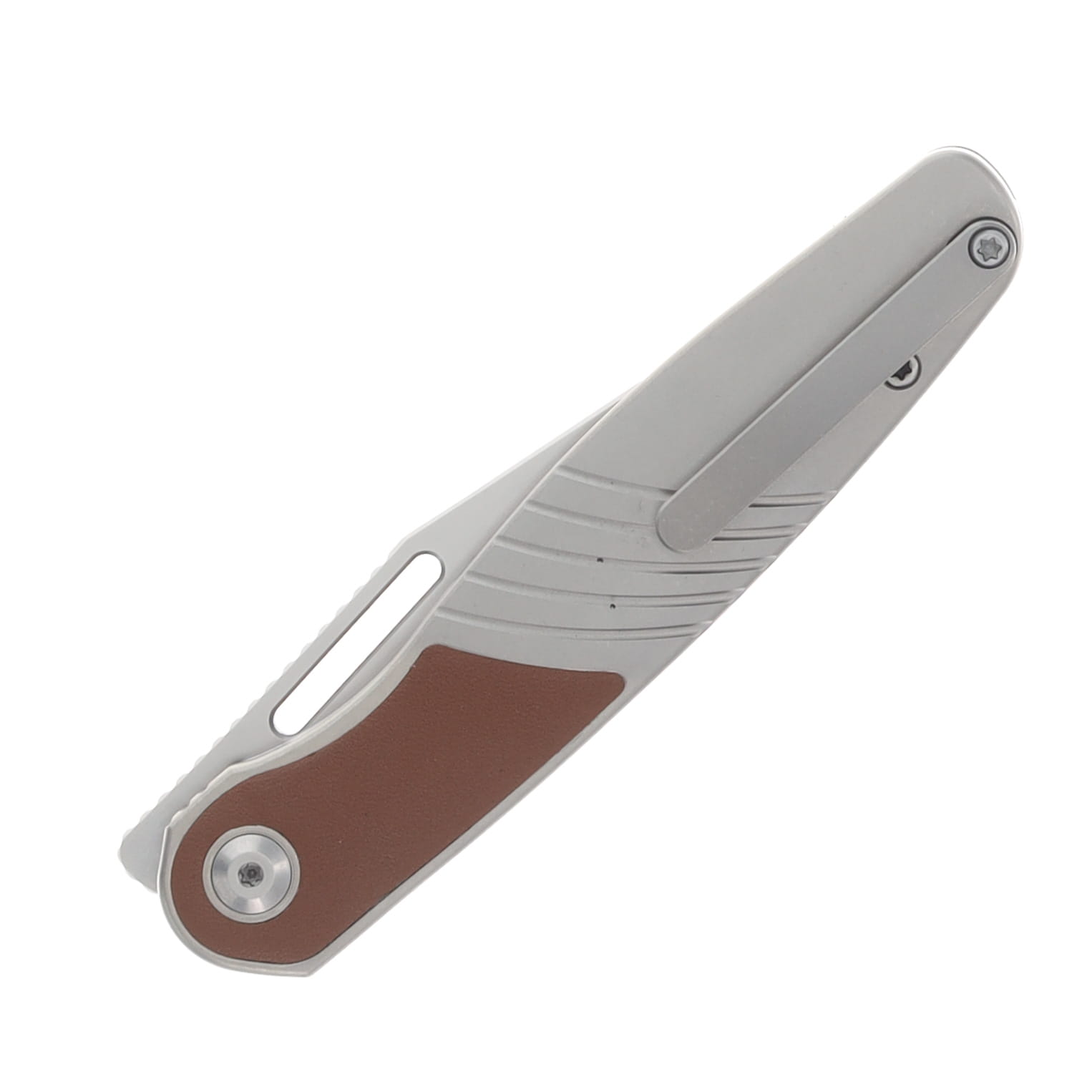 Kizer Raze Leather - Titanium 3.5 Inch Plain Stonewash Clip Point KI3720A2 View 4
