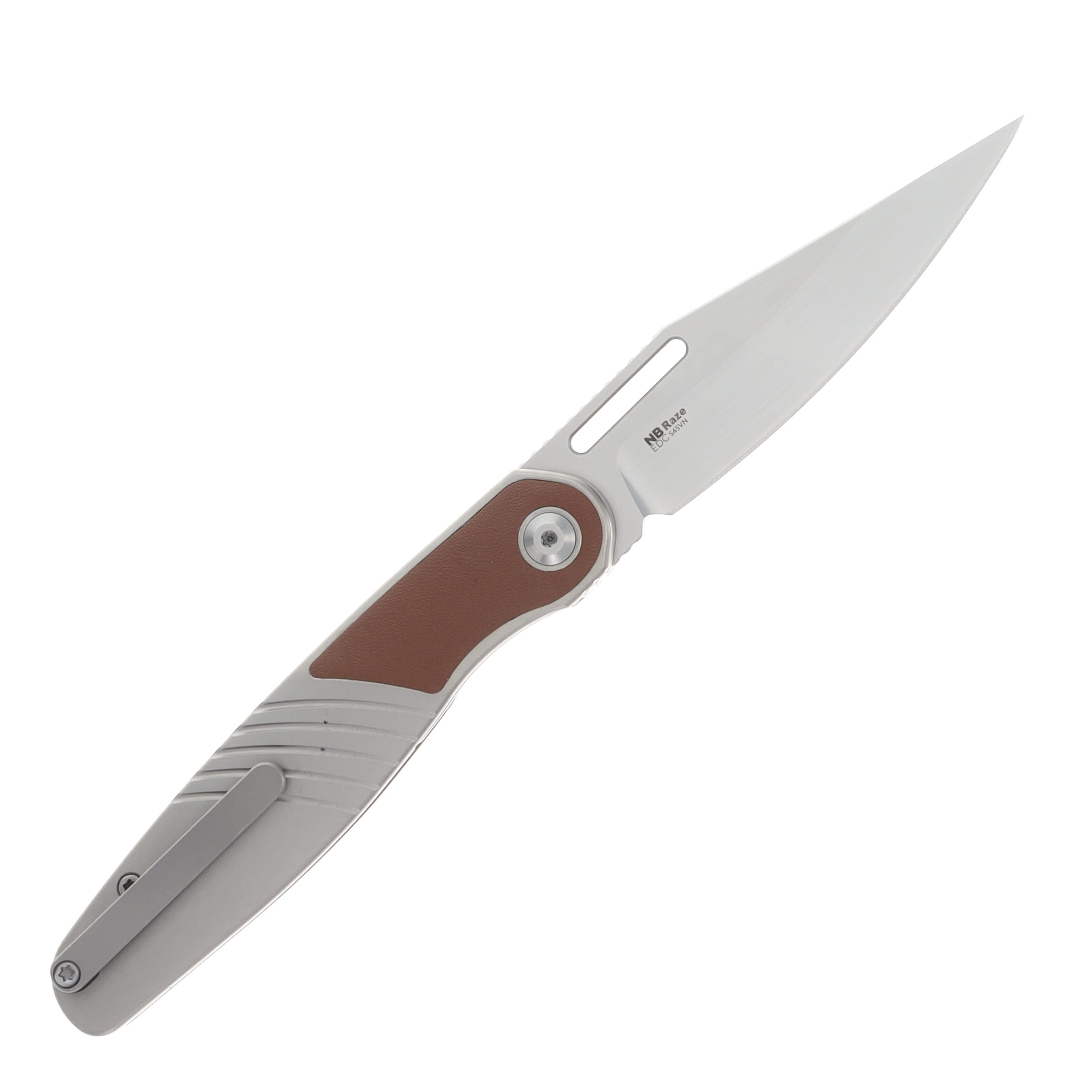 Kizer Raze Leather - Titanium 3.5 Inch Plain Stonewash Clip Point KI3720A2 View 2
