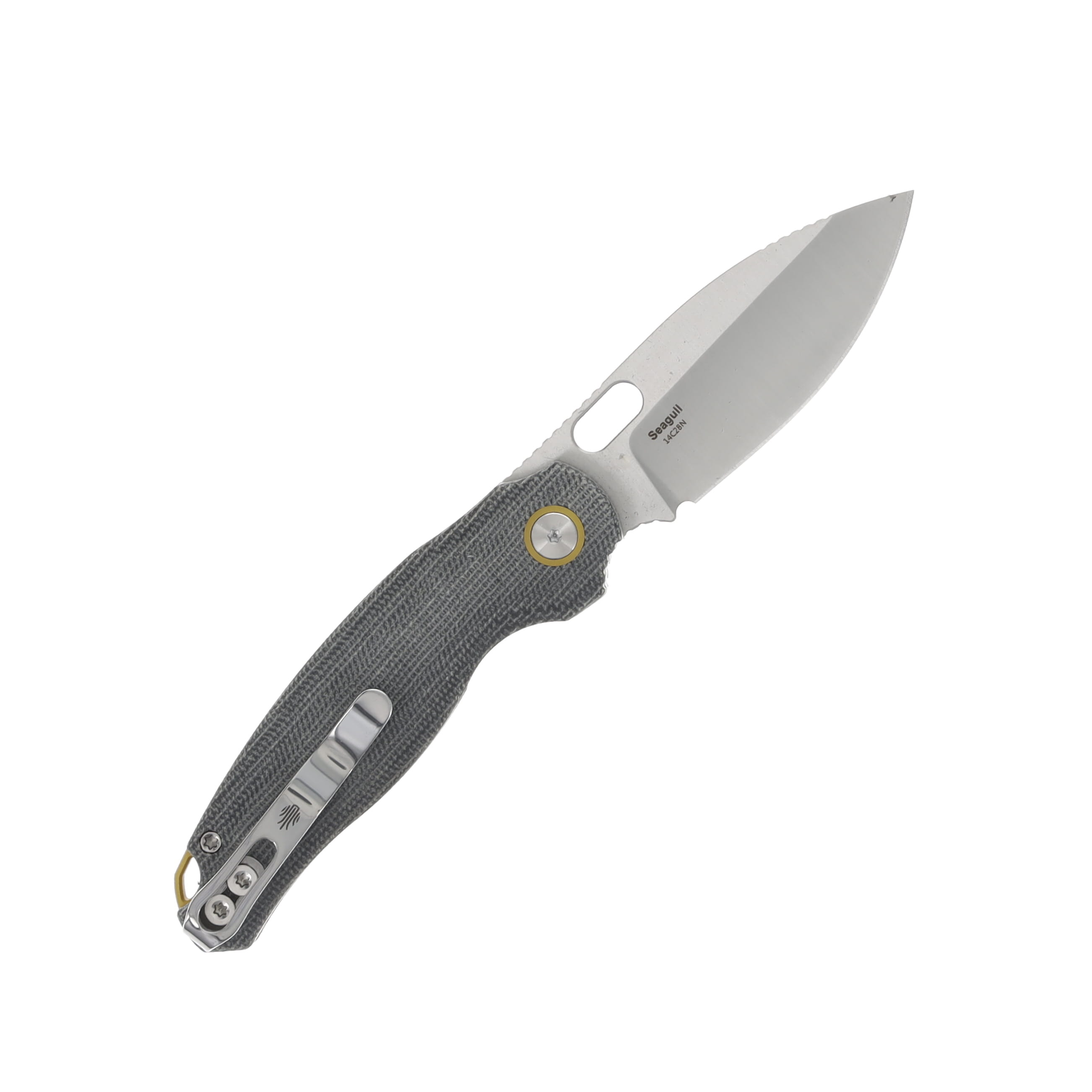Kizer Seagull Folding Knife Gray Micarta Handle 2.95in Satin 14C28N Drop Point Blade V3770A1 View 2
