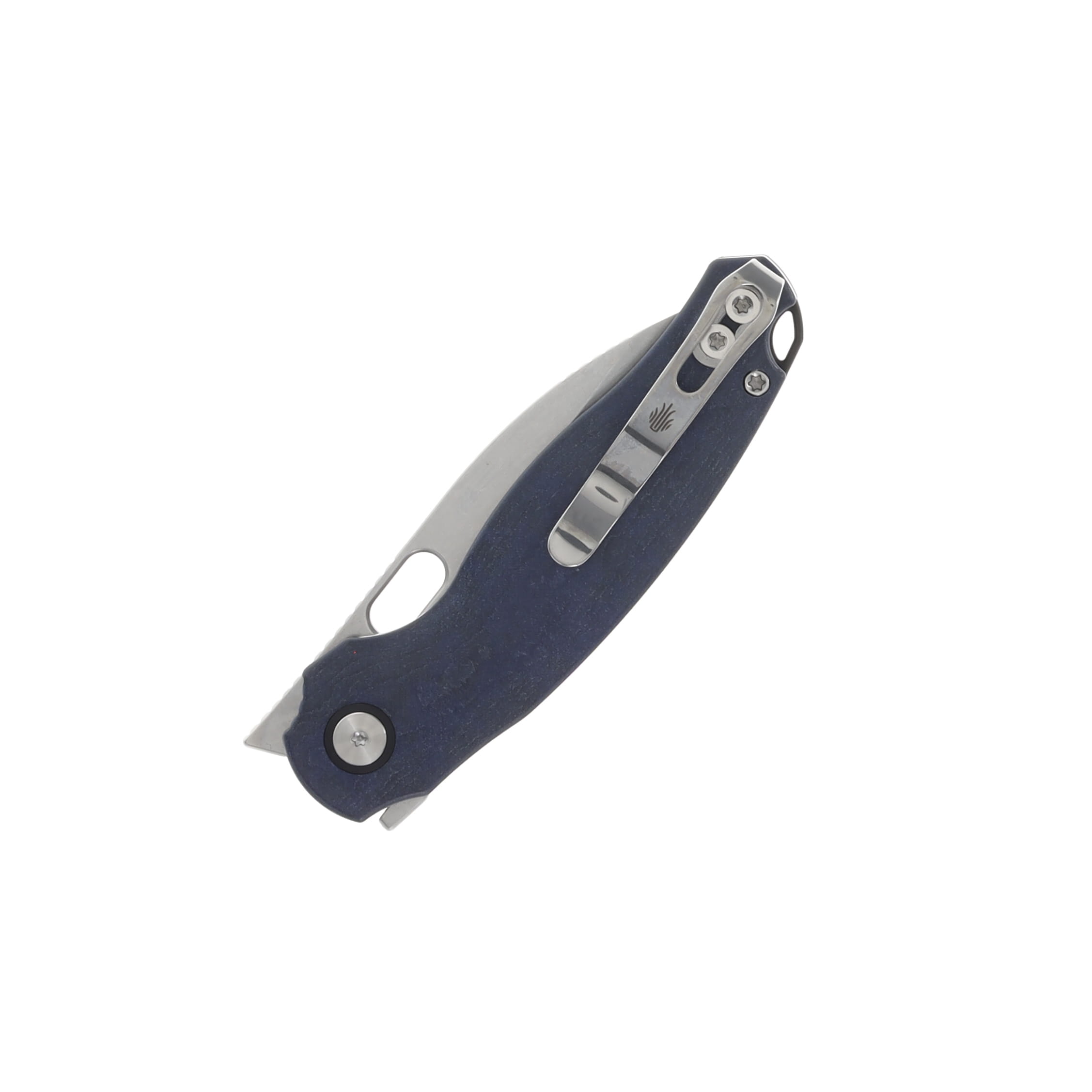 Kizer Seagull Folding Knife Blue Canyon Richlite Handle 2.95in Stonewashed 14C28N Drop Point Blade V3770A2 View 4
