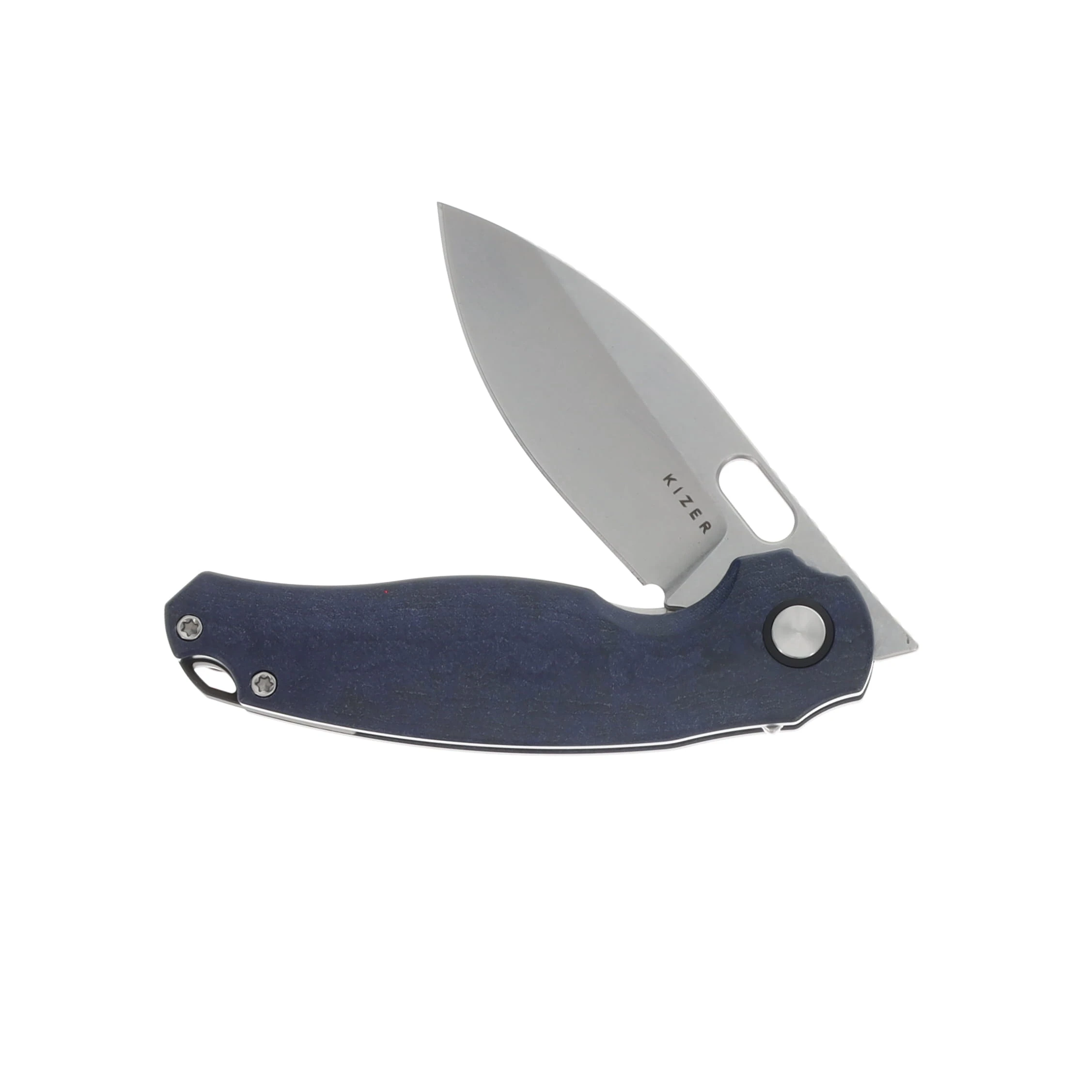 Kizer Seagull Folding Knife Blue Canyon Richlite Handle 2.95in Stonewashed 14C28N Drop Point Blade V3770A2 View 3