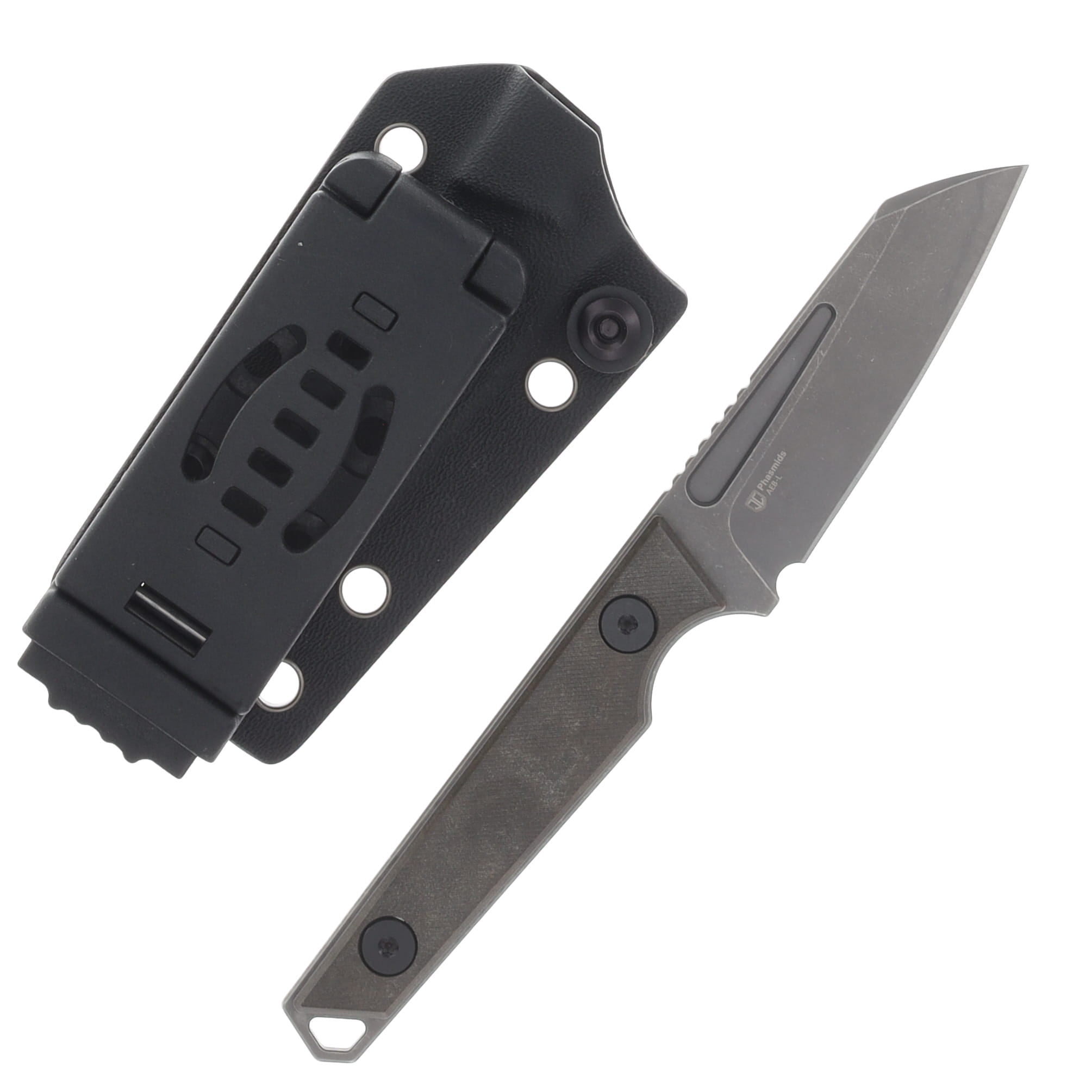 Kizer Phasmids Fixed Knife Chocolate Glacier Richlite Handle 2.79in Gray Stonewashed AEB-L Sheepsfoot Blade 1079A2 View 2